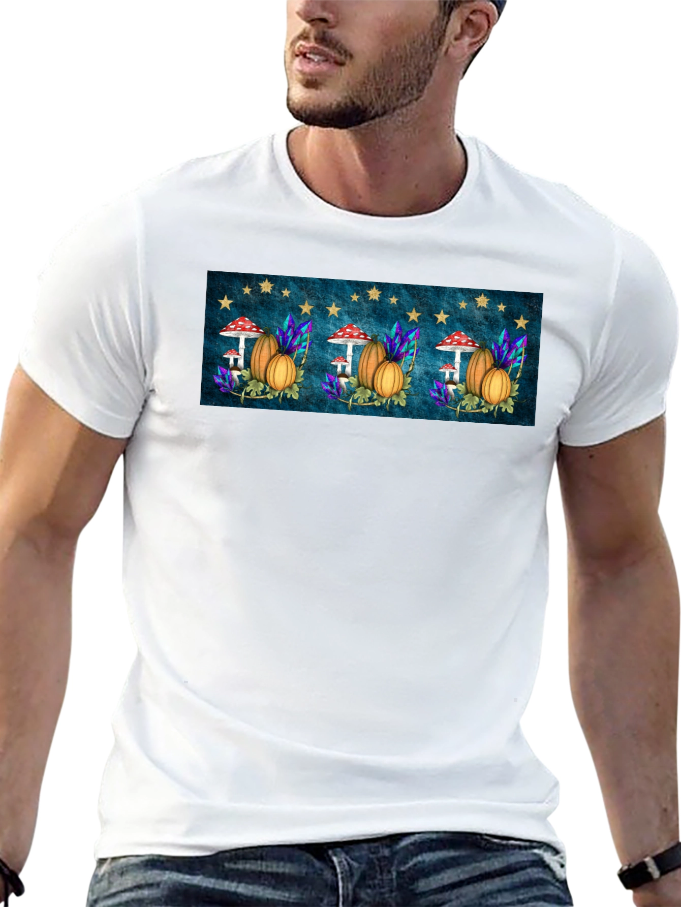 Autumnal Harvest T-Shirt - Mushrooms & Pumpkins