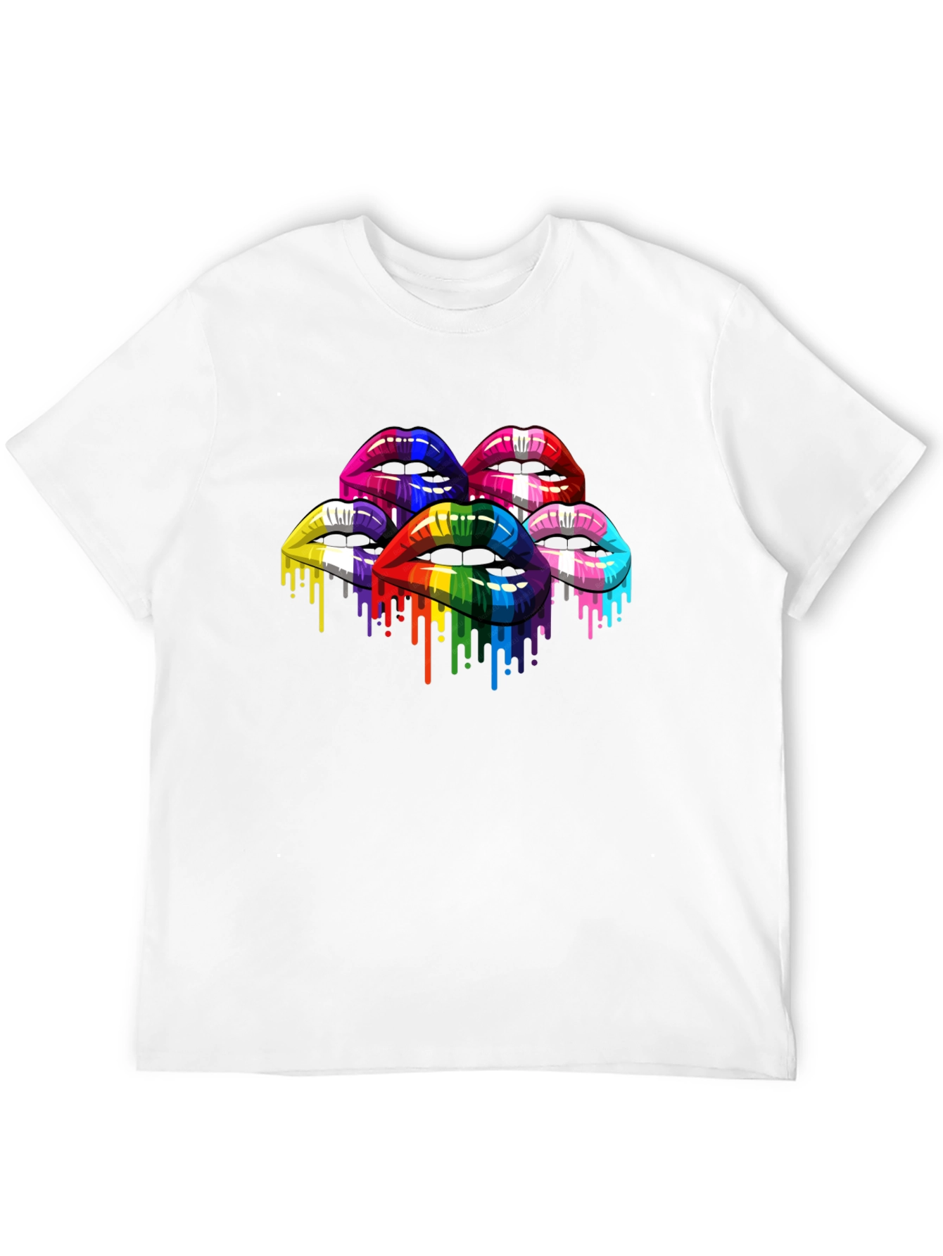 Rainbow Lips Graphic Print T-Shirt