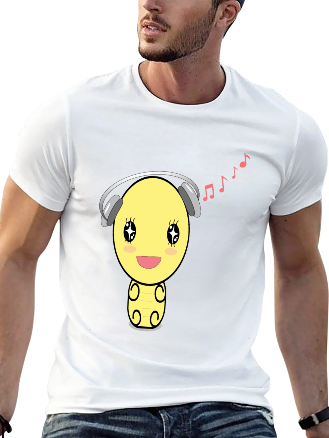 Cartoon Emoji Music Lover T-Shirt