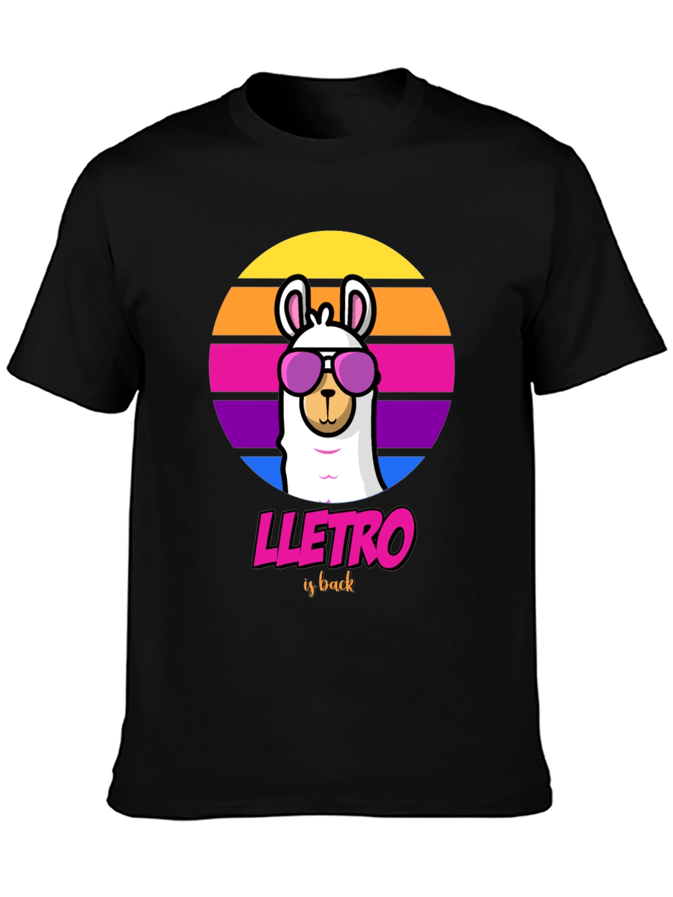 LLETRO Llama Retro Style T-Shirt