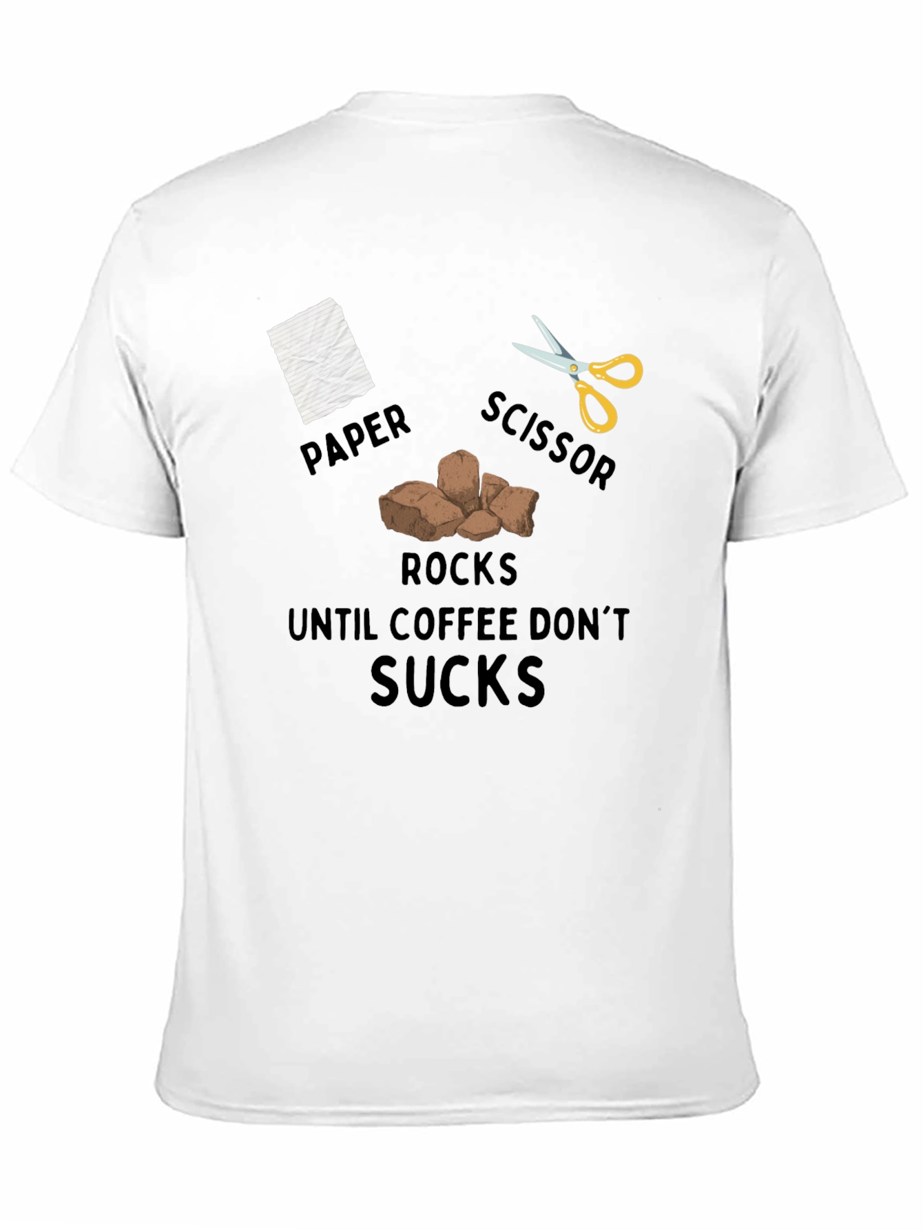 Rock Paper Scissor Coffee Mens T-Shirt