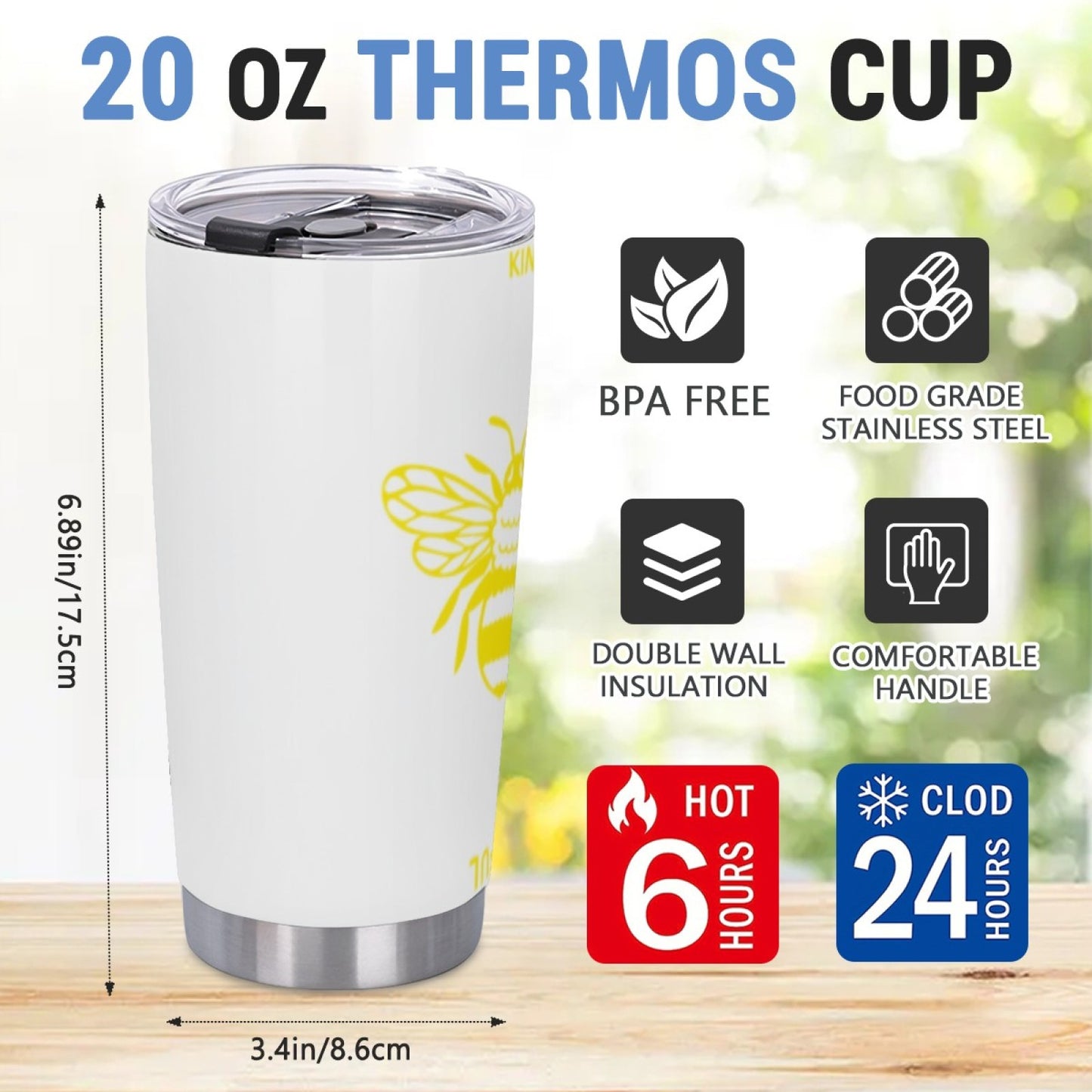 Durable Insulated Graphic Tumbler - Stainless Steel Reusable Drink Cup