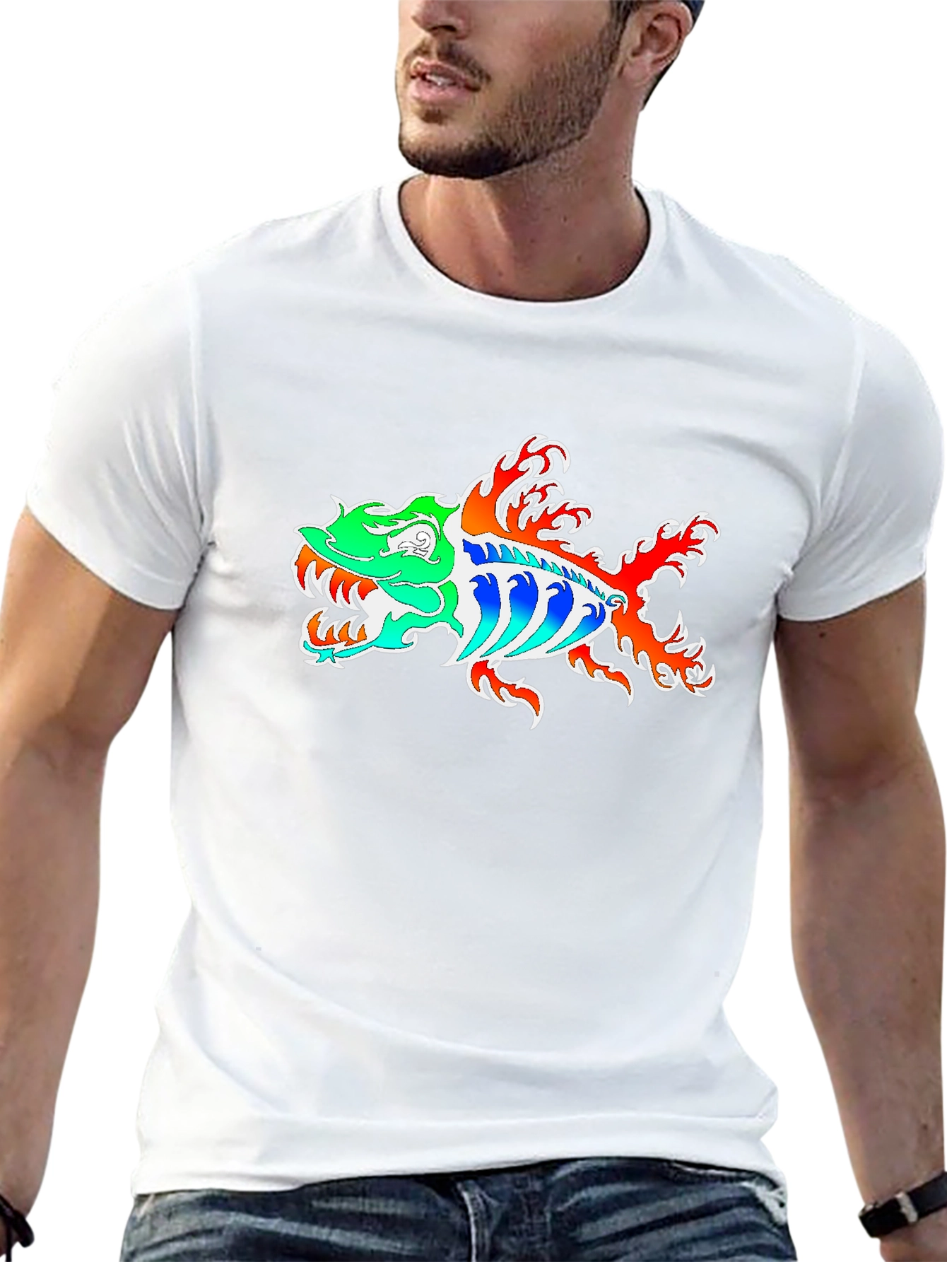 Fish Graphic Tee - Black Cotton Blend