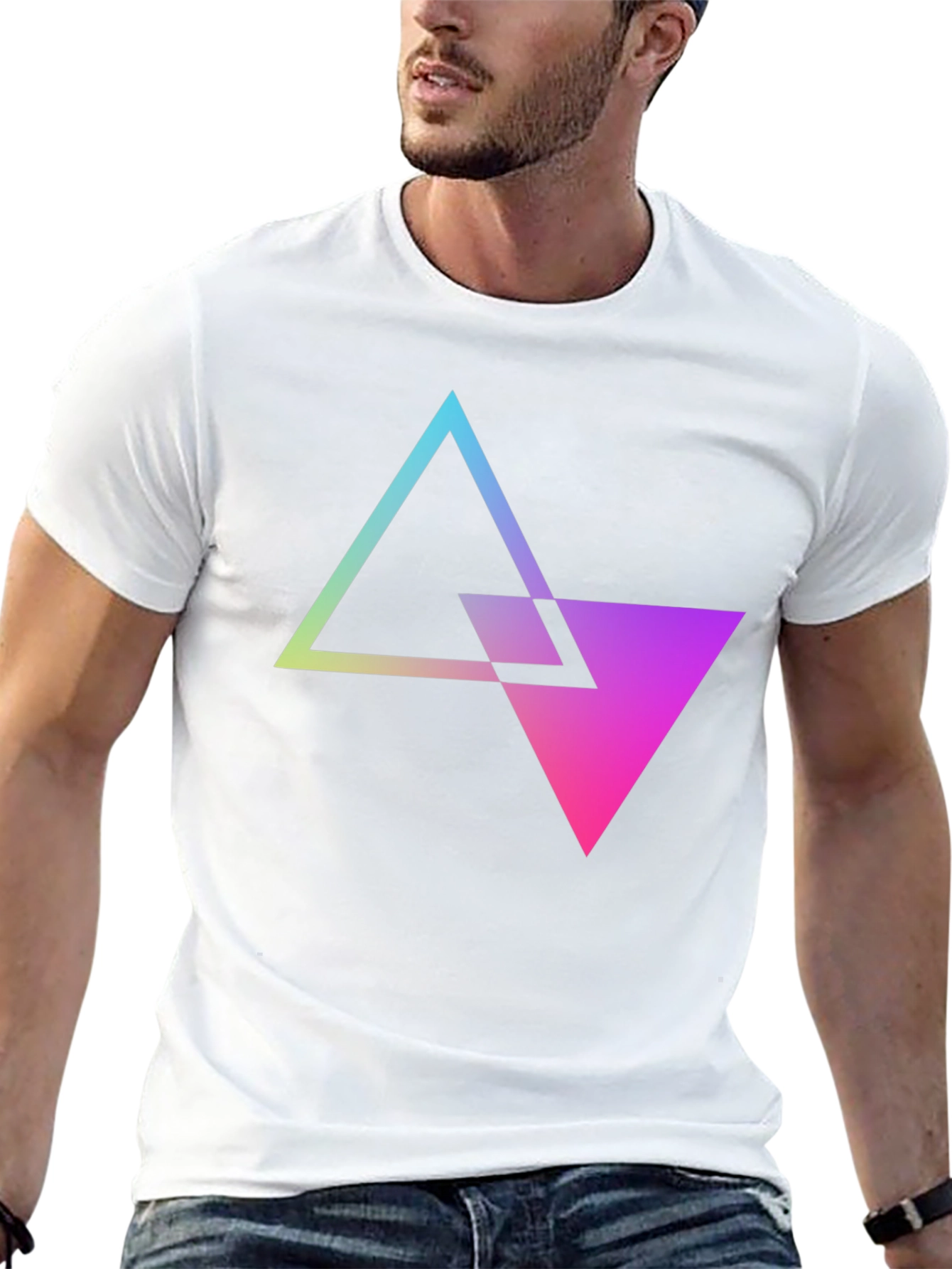 Geometric Gradient Triangle Tee