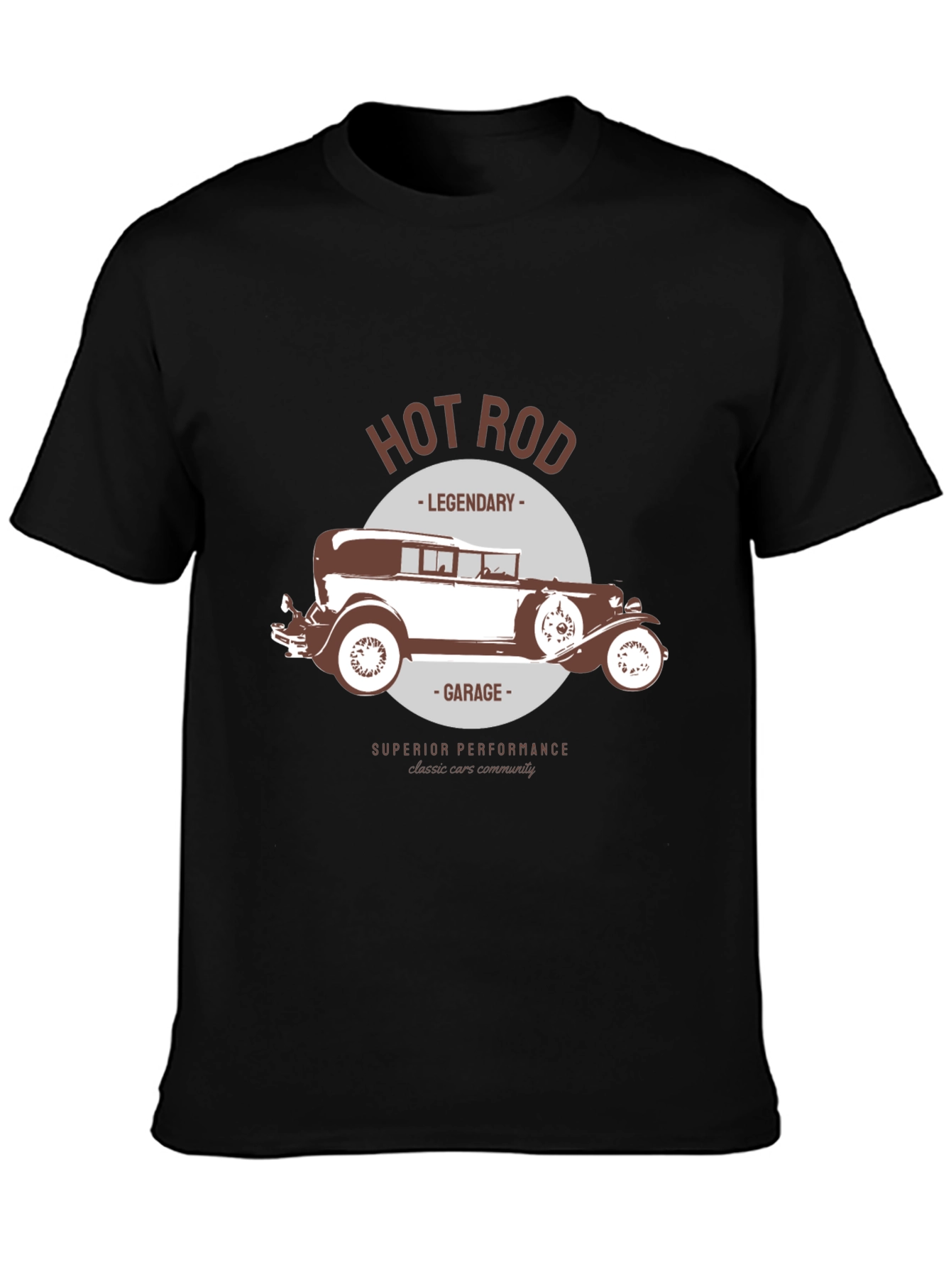 Unisex HOT ROD Legendary Vintage Car Graphic Print T-Shirt, 1 pcs 190g 100% Pure Cotton Casual Short-Sleeve T-Shirt