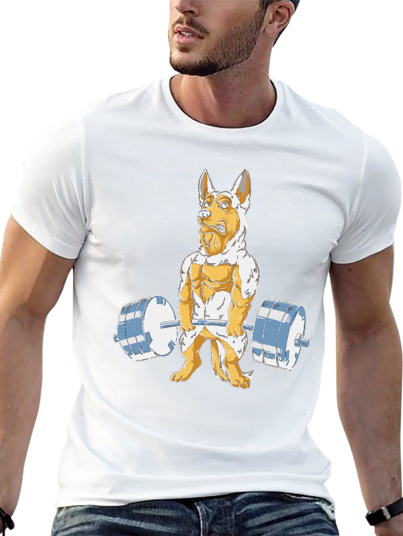 Dog Lifting Weights Graphic Tee