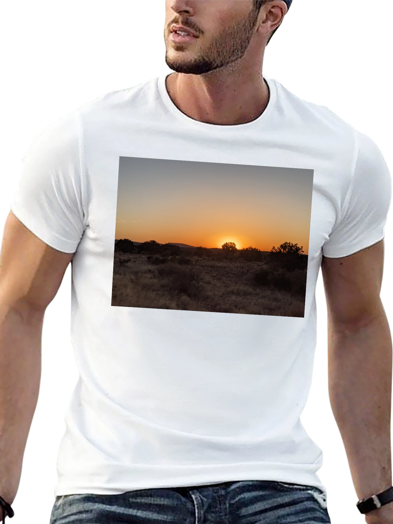 Sunset Landscape Graphic Tee - Black