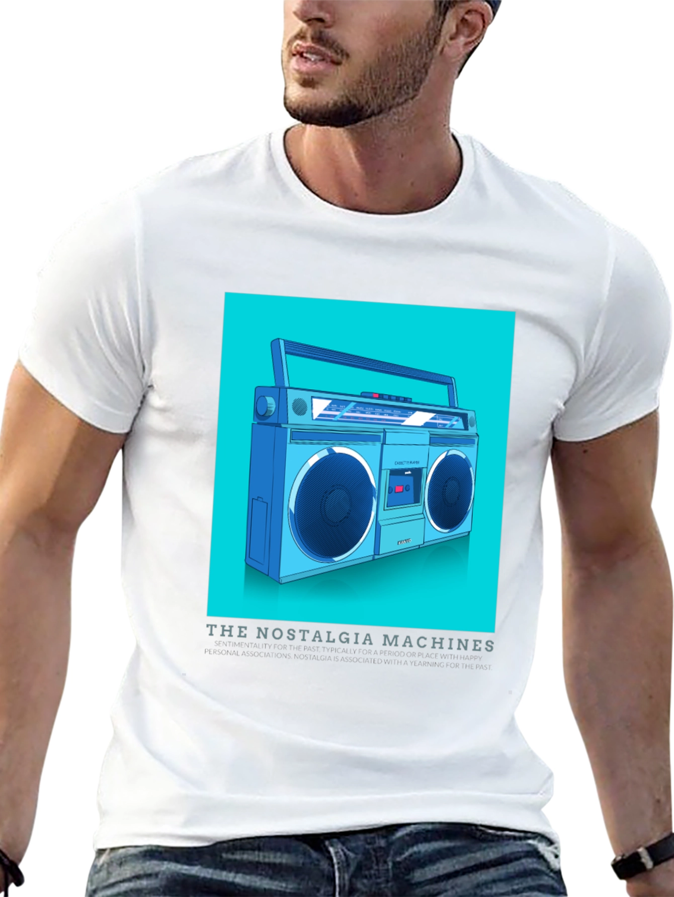 Retro Boombox T-Shirt - Nostalgia Machines Graphic Tee