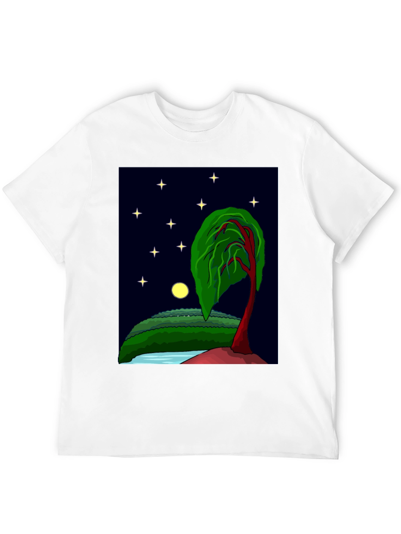 Nightscape Graphic Tee - Artistic Tree Design