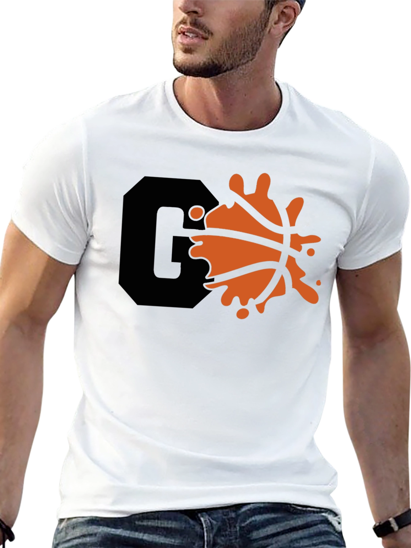 Cool Graphic Tee with Basketball Splash Design