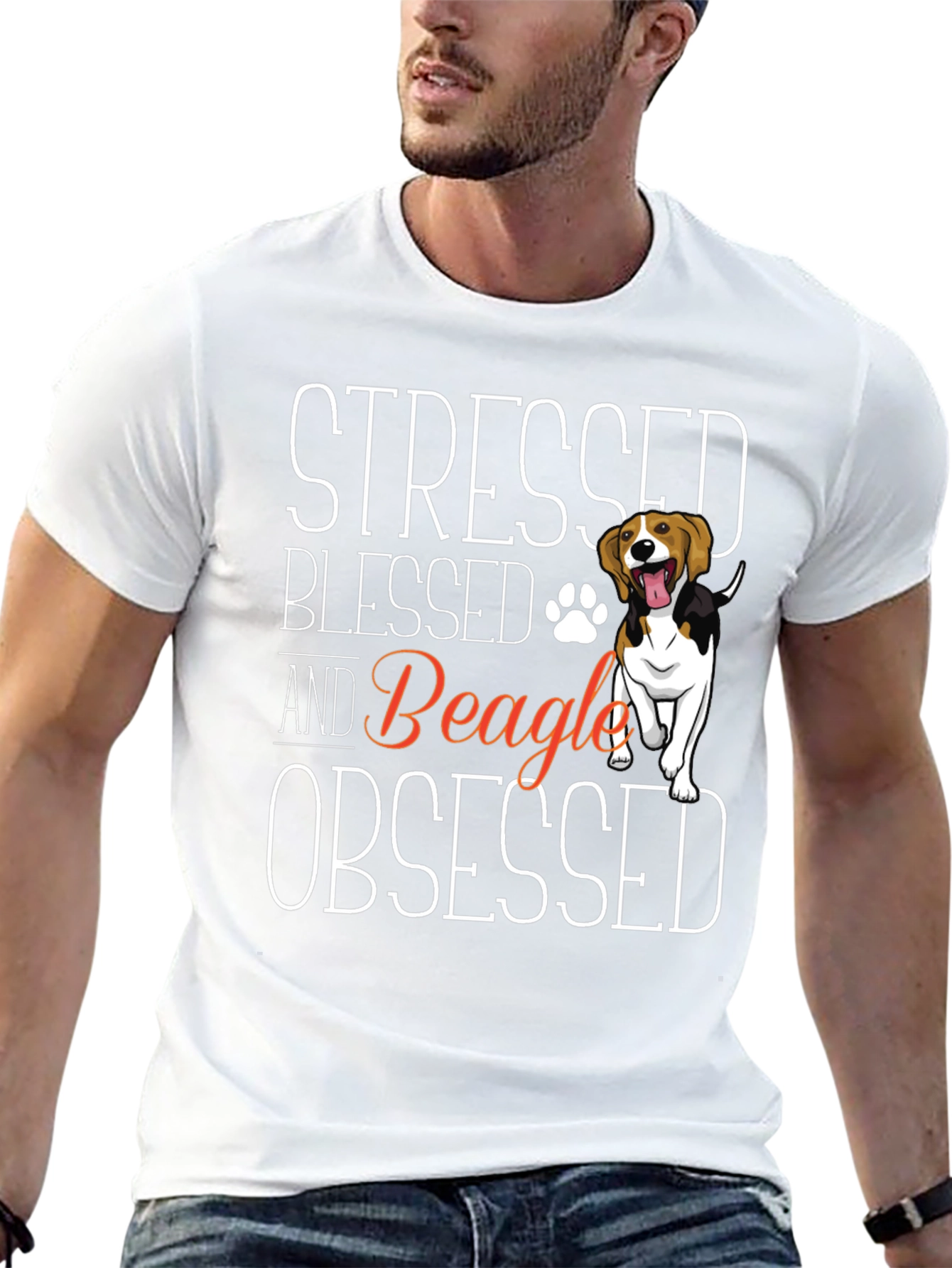 Stressed Blessed Beagle Obsessed Graphic T-Shirt