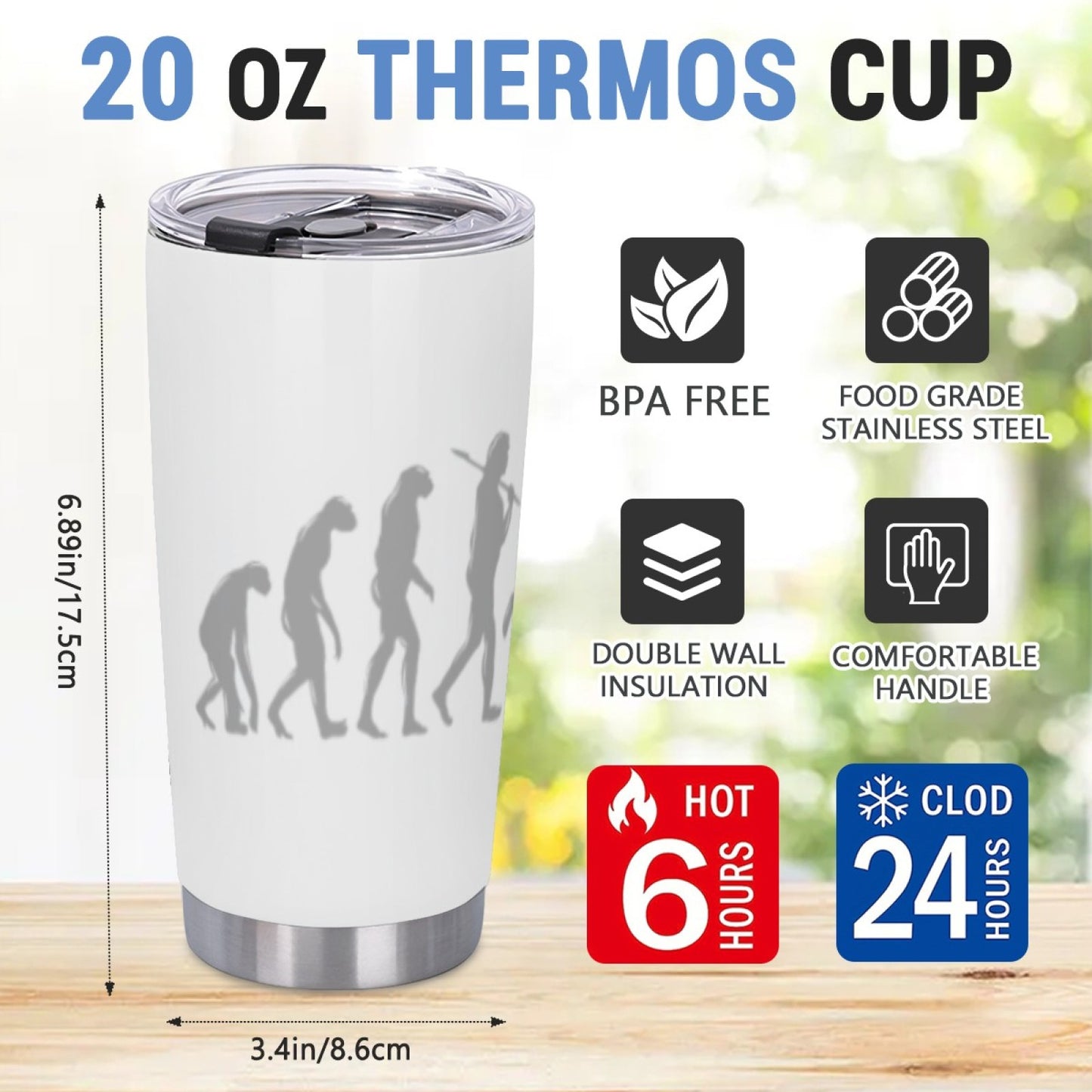 Insulated Graphic Daily Tumbler - Stainless Steel Reusable Leak-Proof Cup