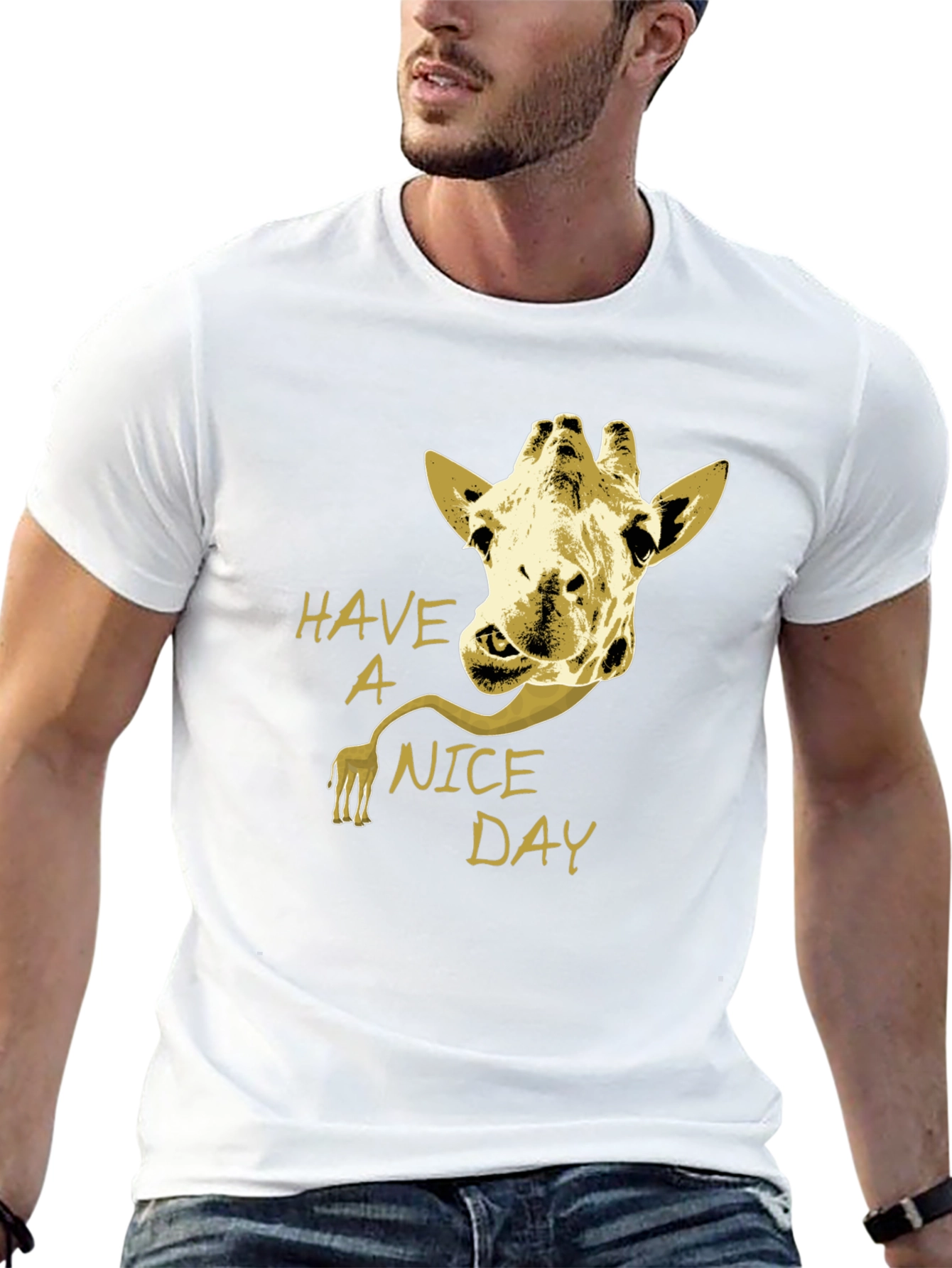 Giraffe Have a Nice Day Graphic Tee - Black
