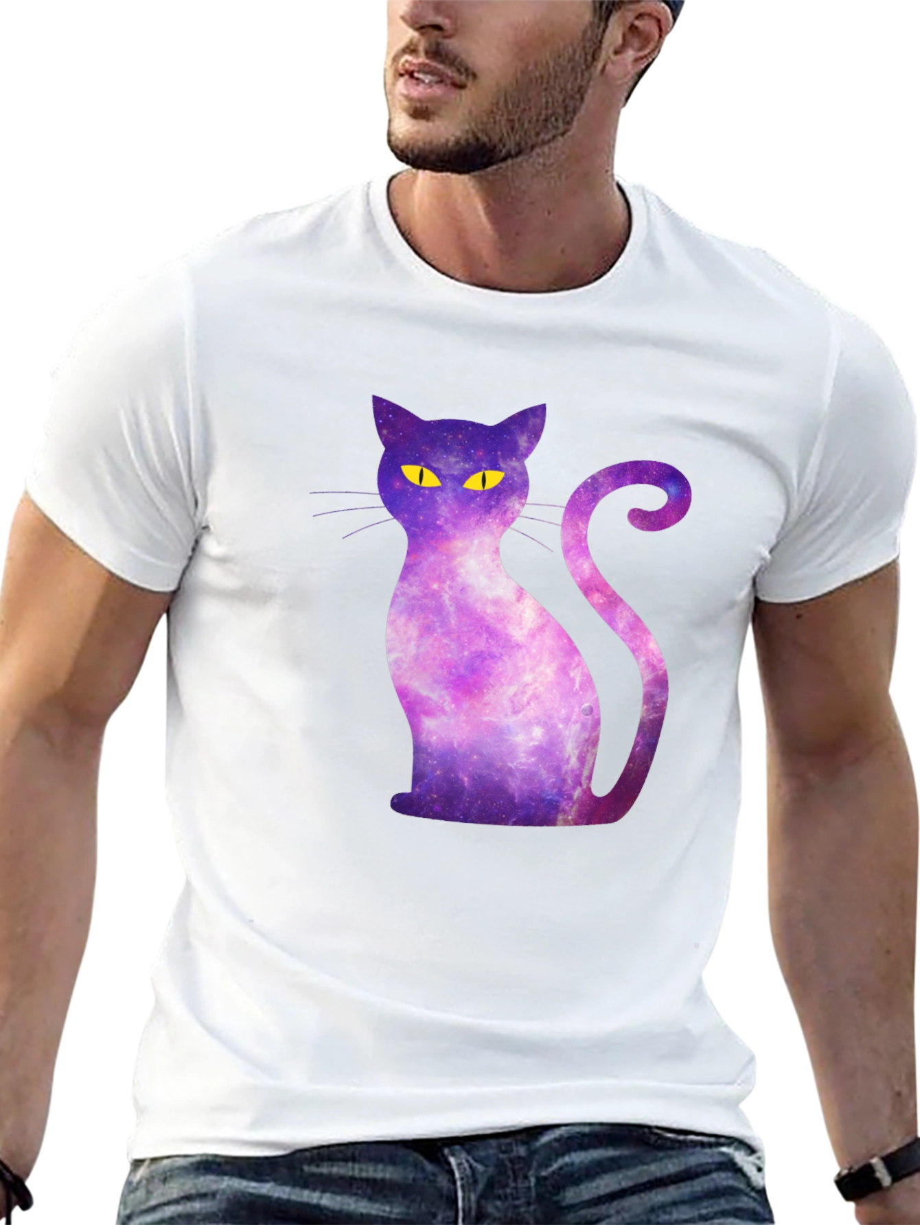 Galaxy Cat Graphic Tee - Mens Black T-Shirt