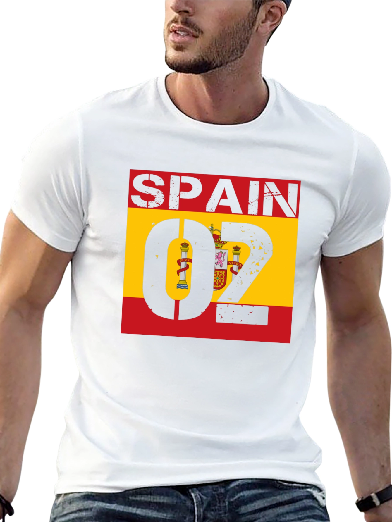 Spain Flag Graphic T-Shirt - Black