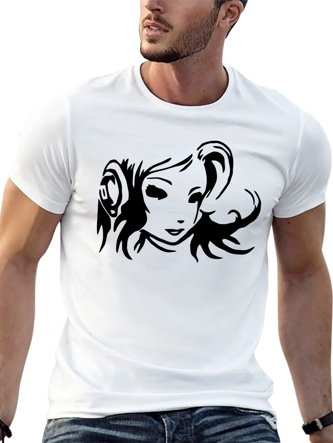 Black T-Shirt with Anime Girl Graphic