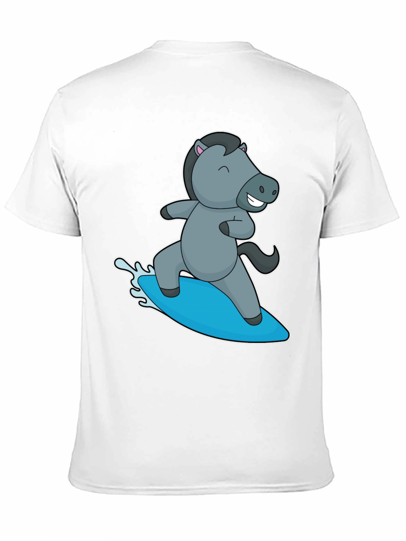 Surfing Horse Graphic T-Shirt - Black