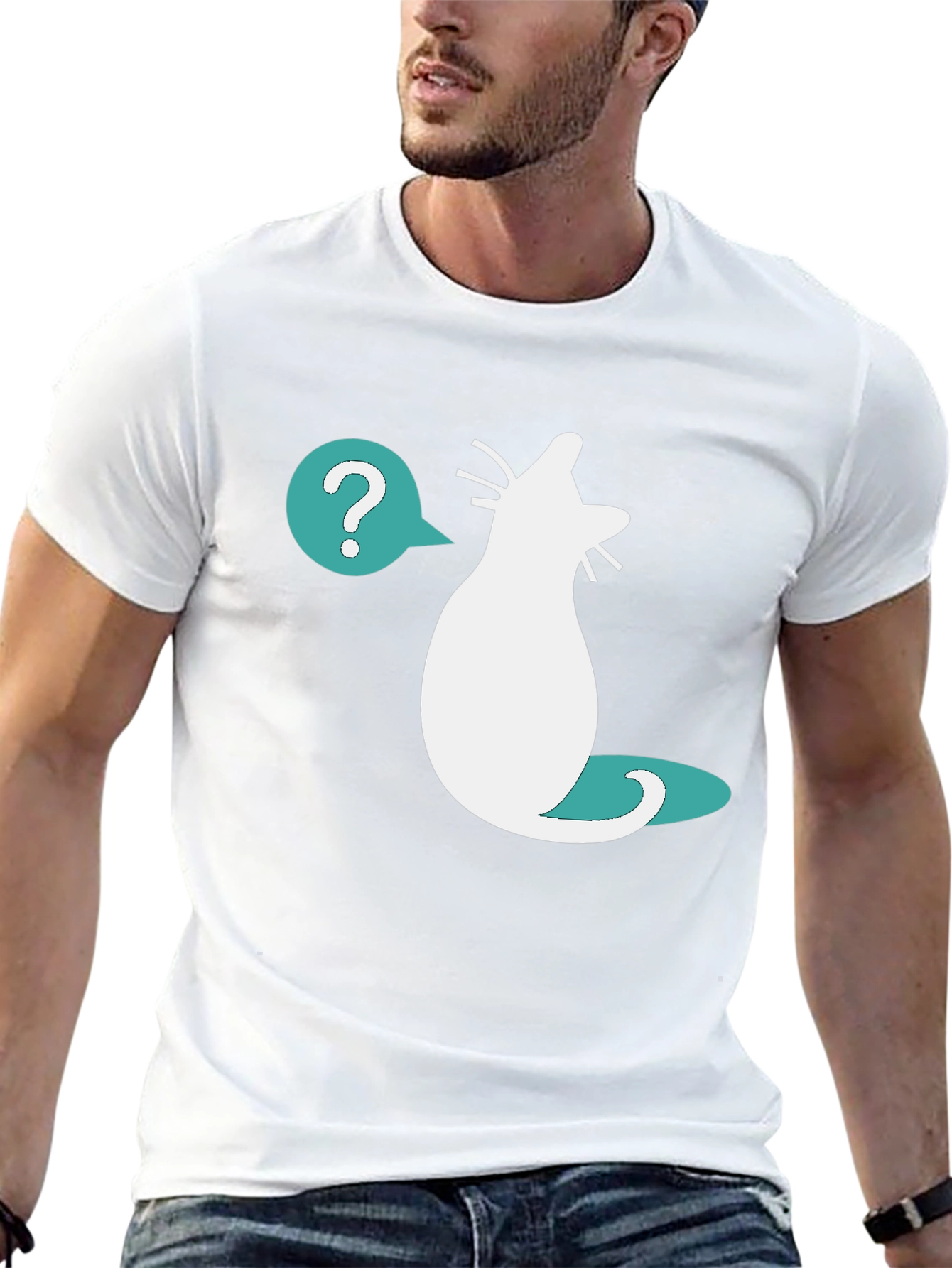 Curious Cat T-Shirt - Question Mark Design