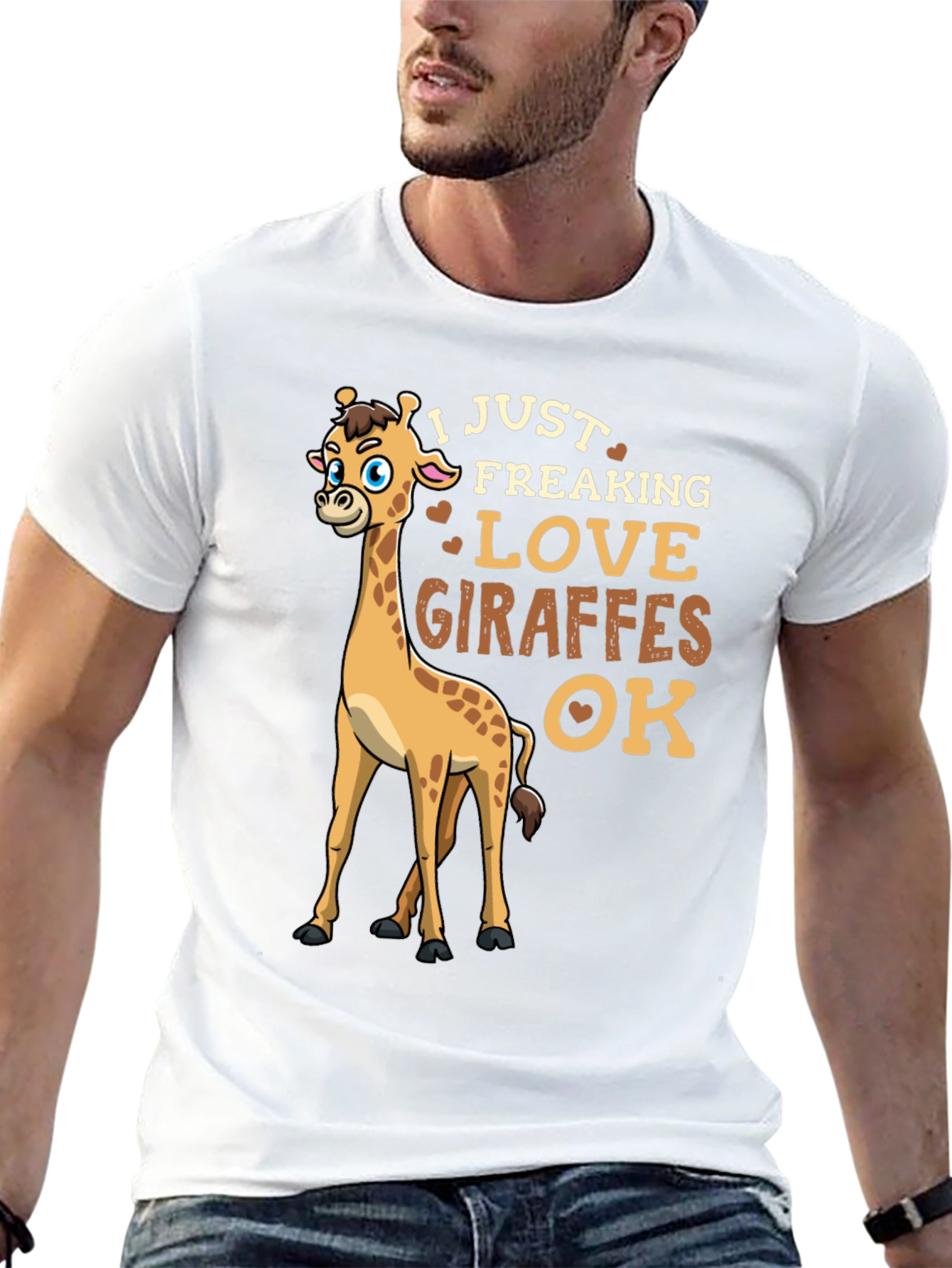 I Love Giraffes Mens Black T-Shirt