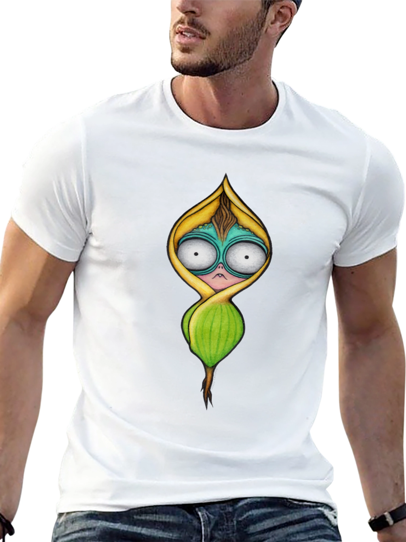 Unique Cartoon Character Black T-Shirt