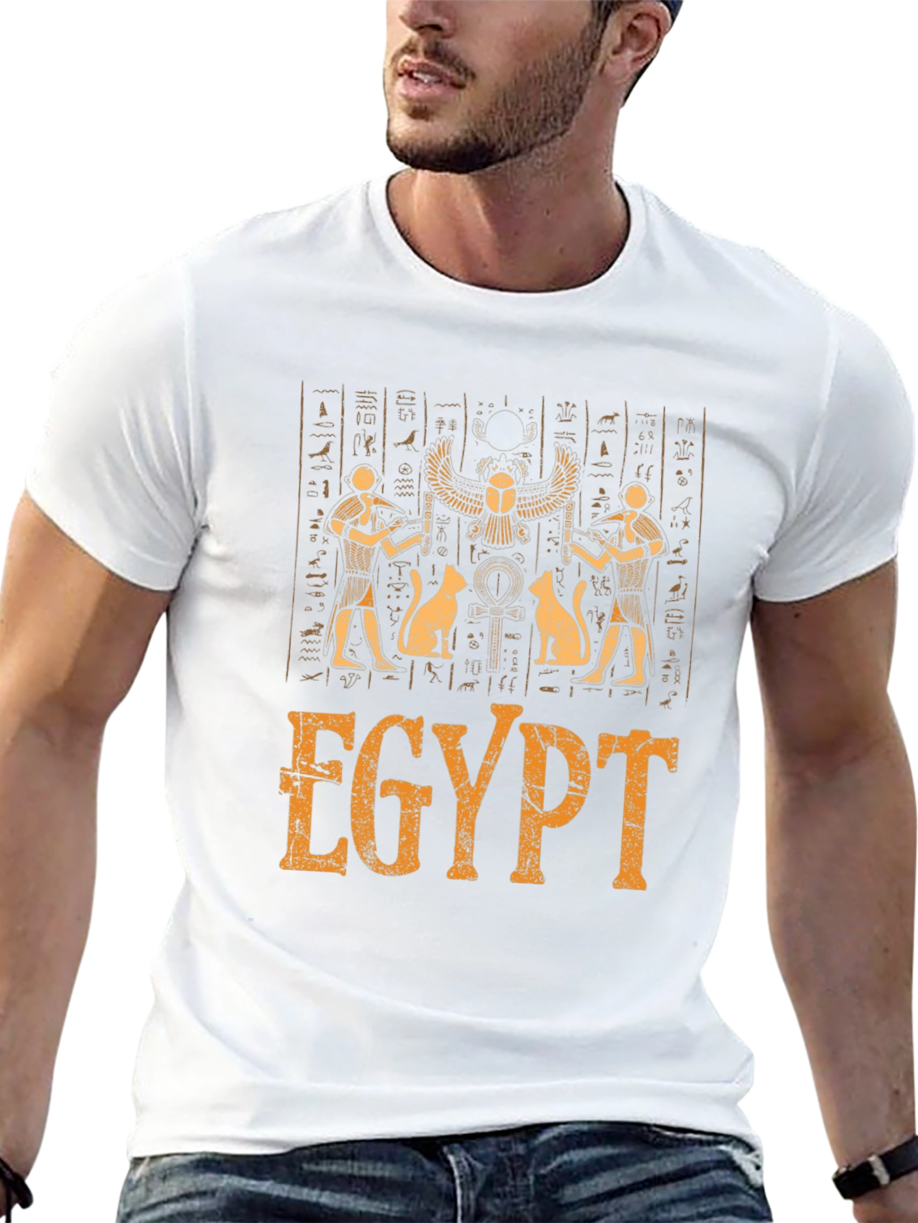 Egypt Hieroglyphic Print Graphic T-Shirt