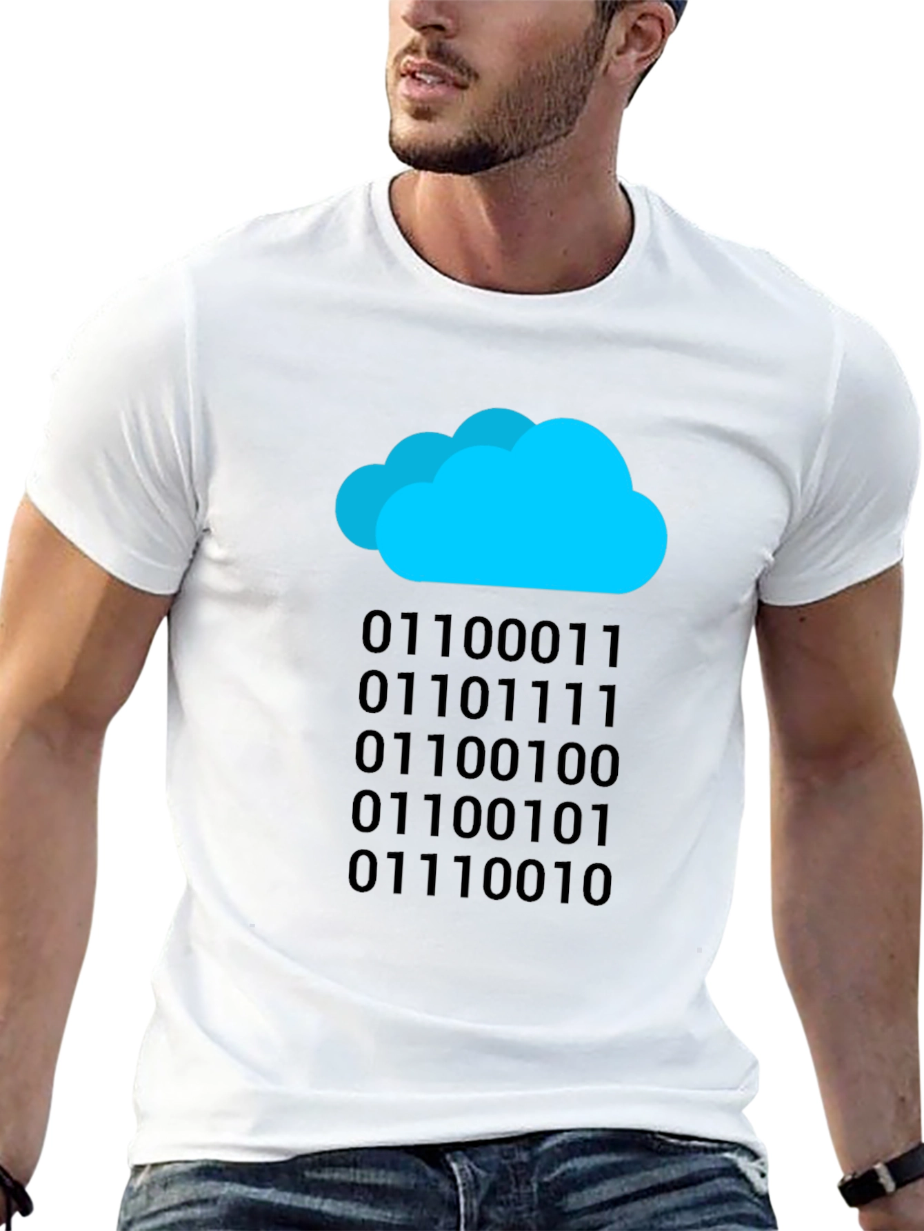 Cloud Binary Code T-Shirt - Black Tech Tee