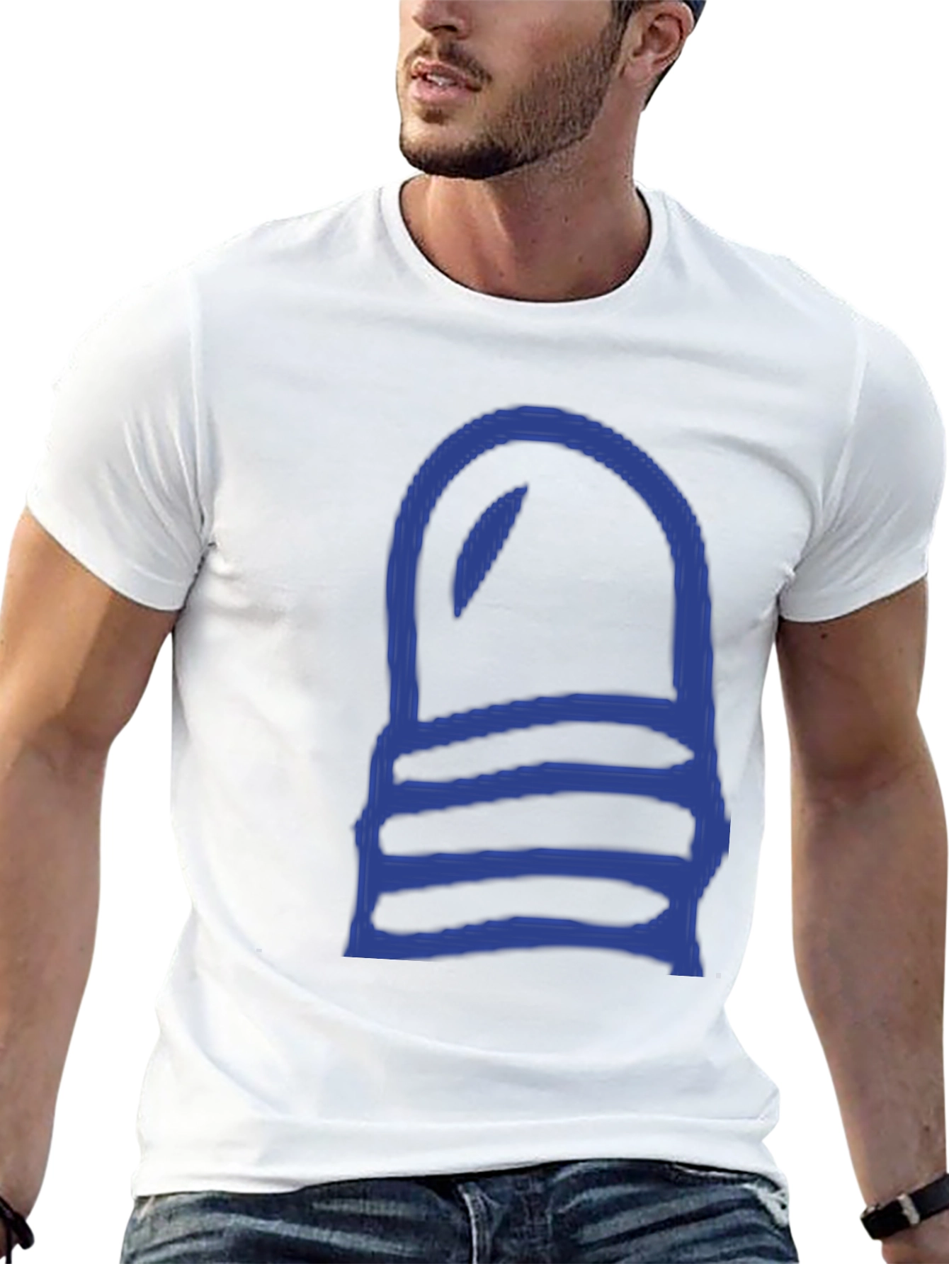 Blue Striped Lightbulb Graphic Black Tee