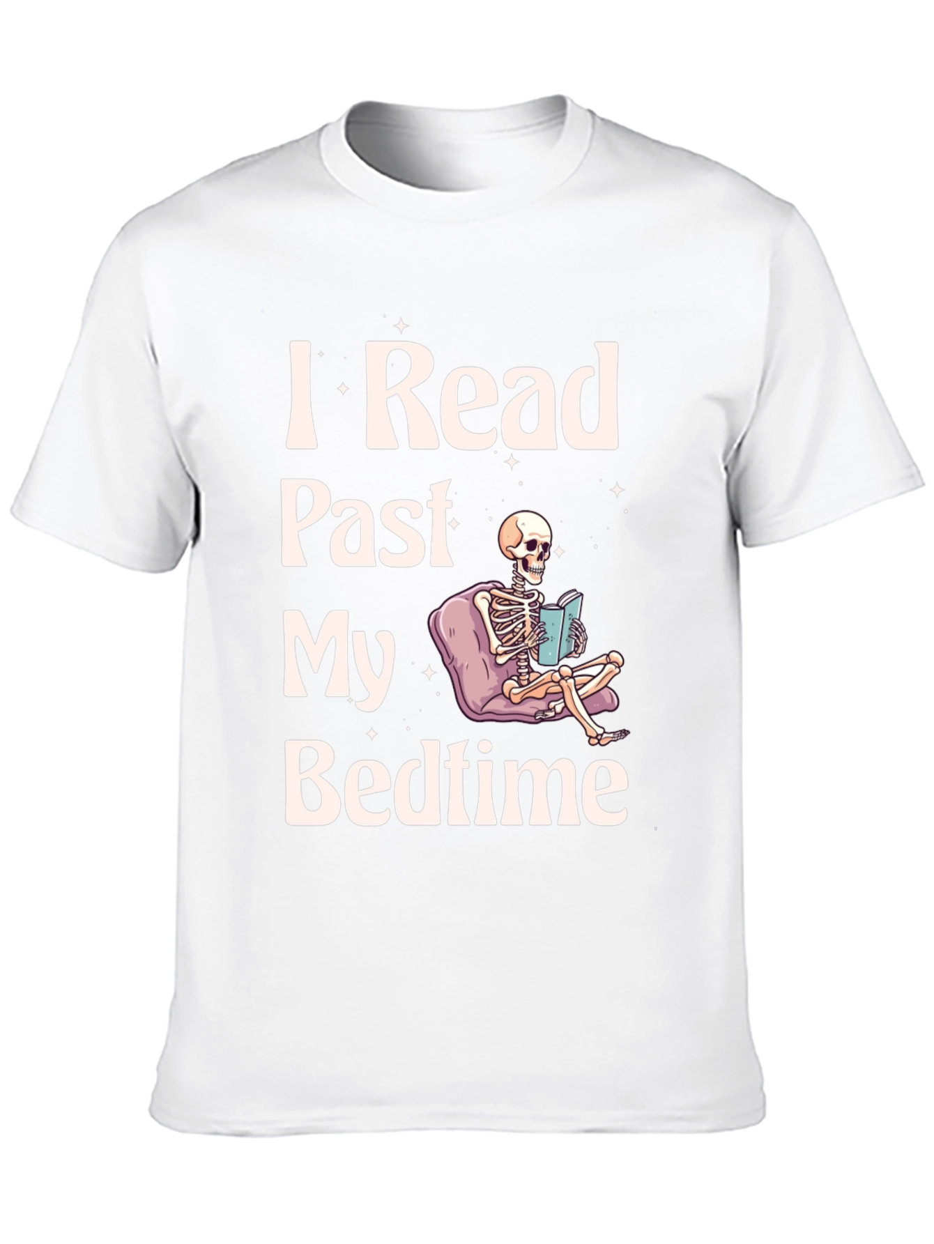 I Read Past My Bedtime Skeleton Black T-Shirt