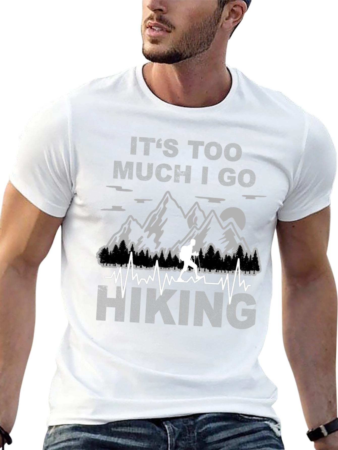 Its Too Much I Go Hiking Black Graphic T-Shirt
