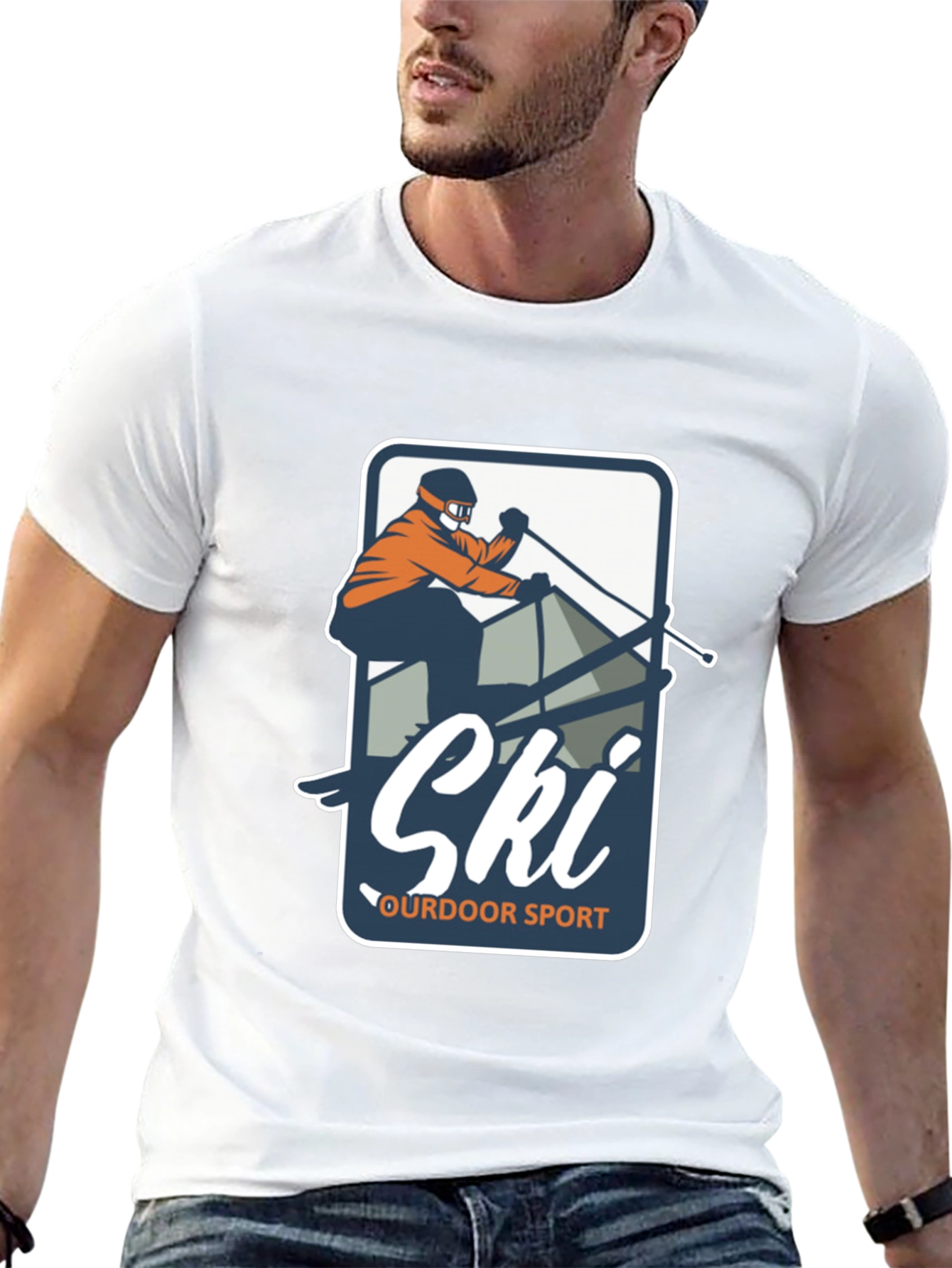 Mens Ski Outdoor Sport T-Shirt