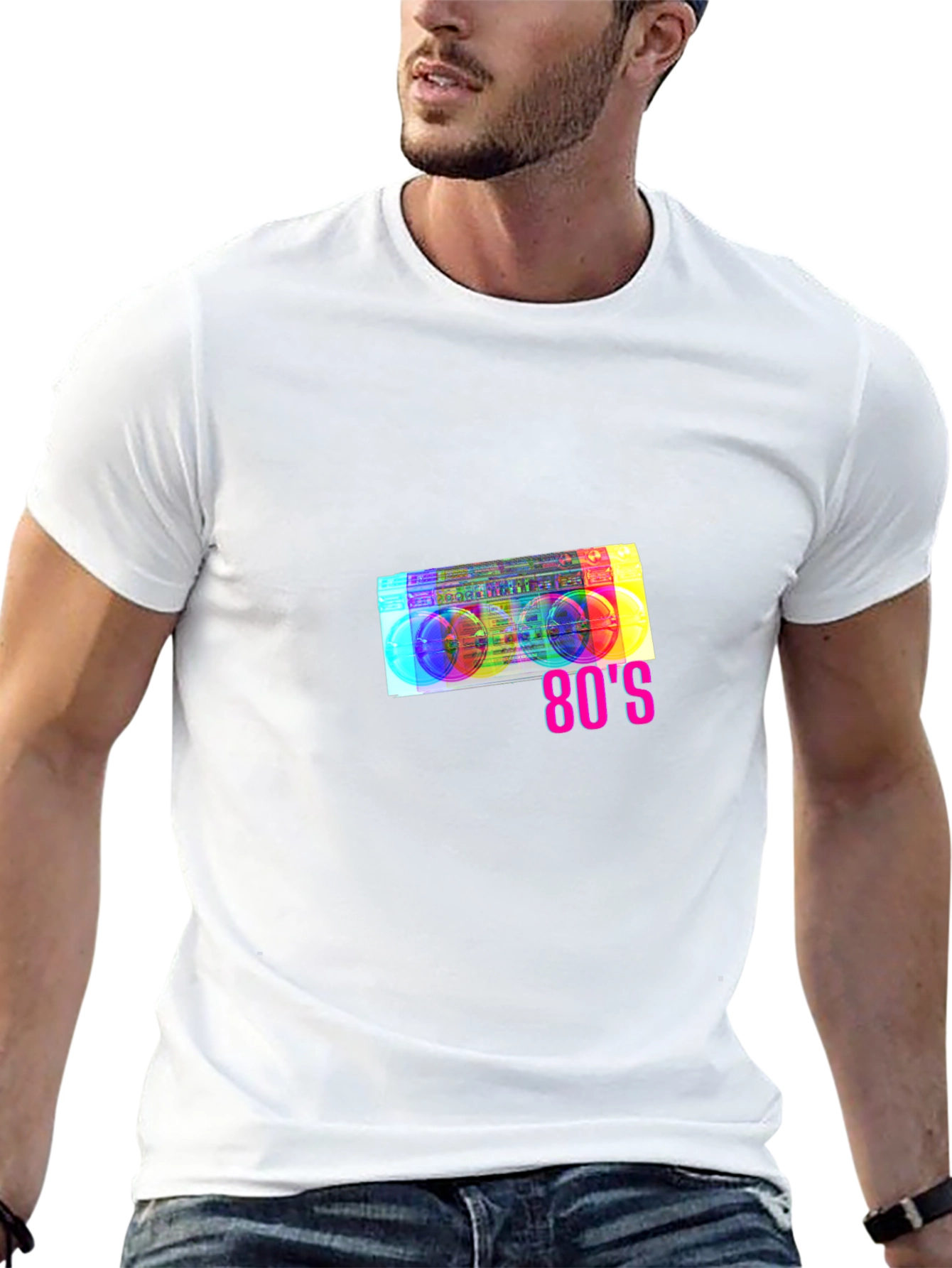 Retro 80s Boombox T-Shirt - Black
