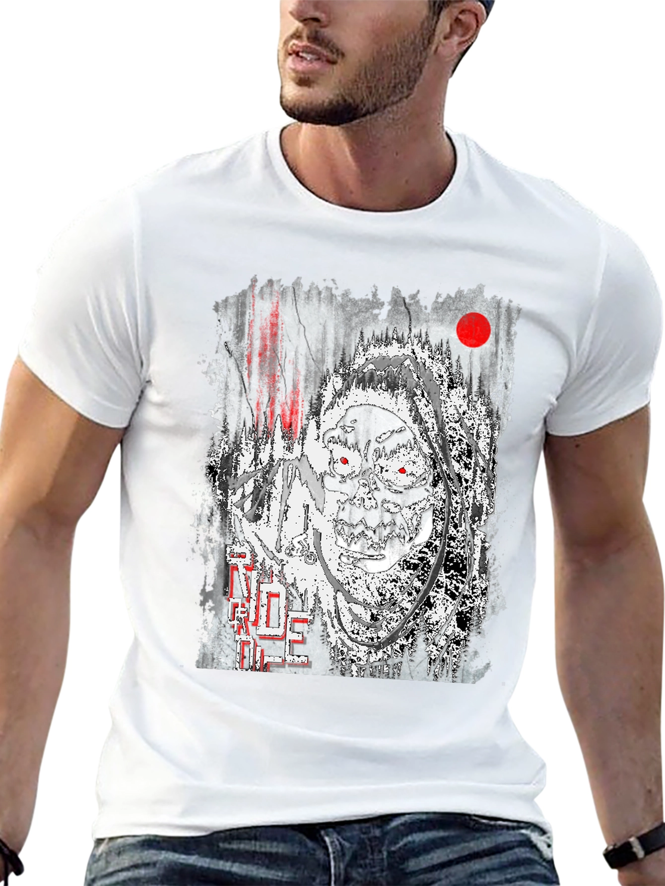 Unique Grim Reaper Graphic Print Black T-Shirt