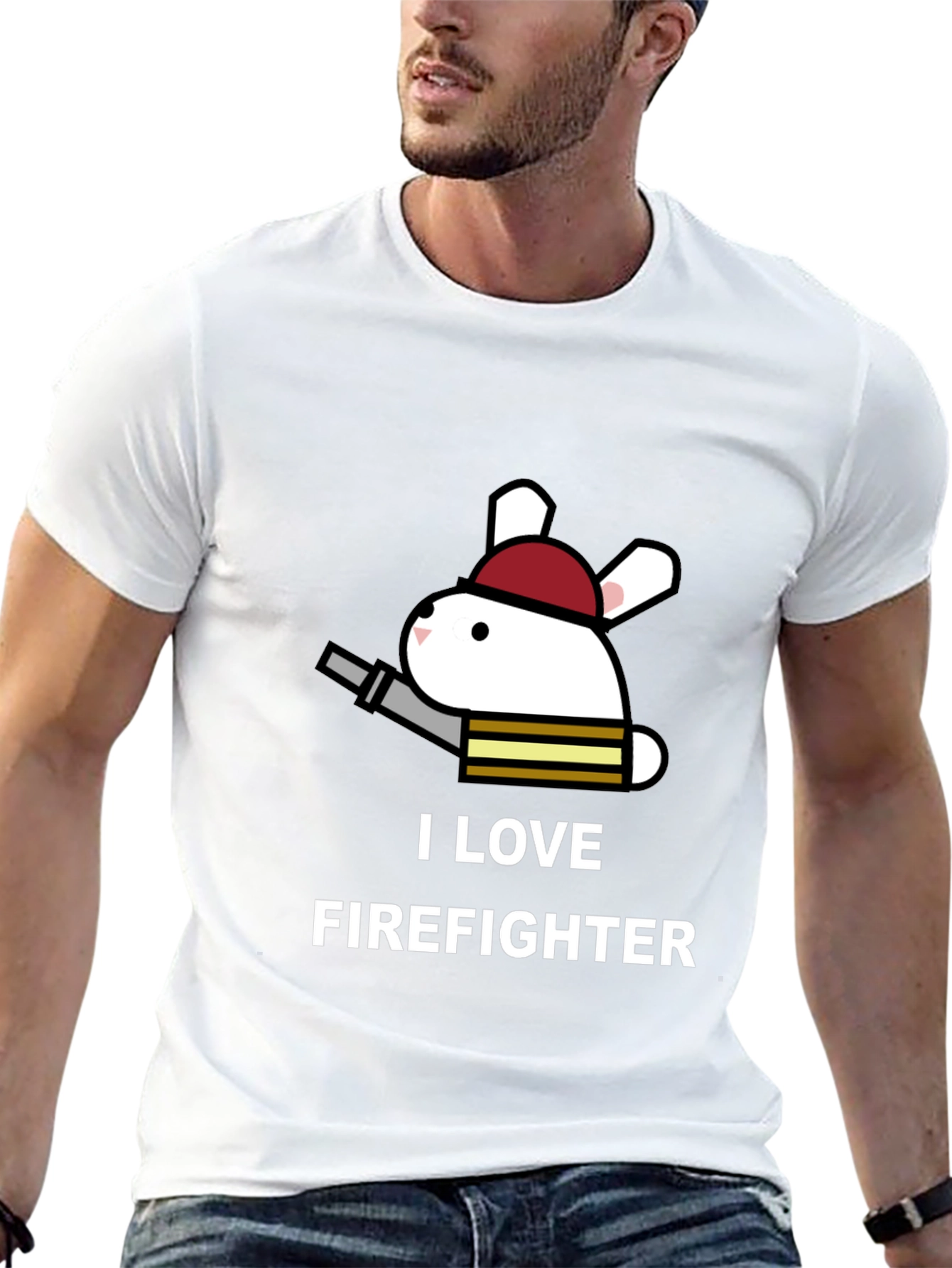 I Love Firefighter Bunny T-Shirt