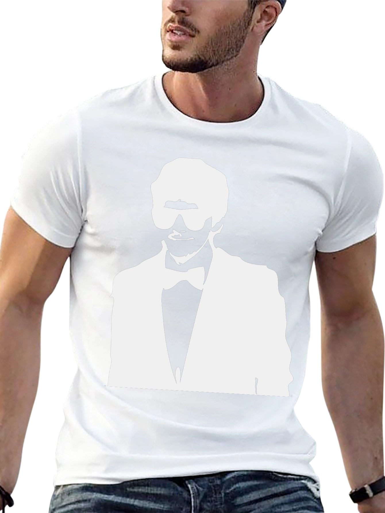 Stylish Black T-Shirt with White Silhouette Graphic