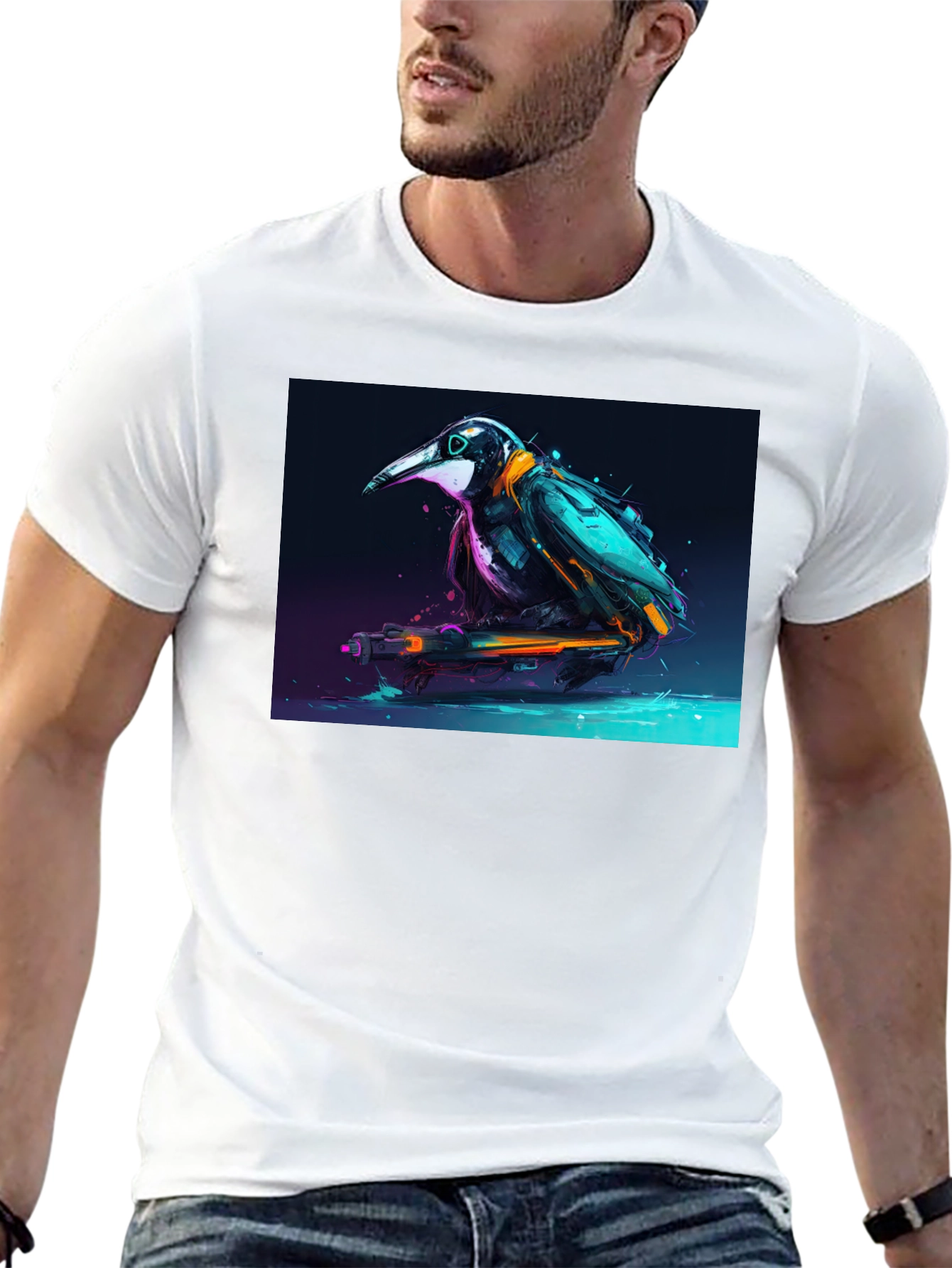 Cyberpunk Crow Graphic Tee - Sleek & Stylish