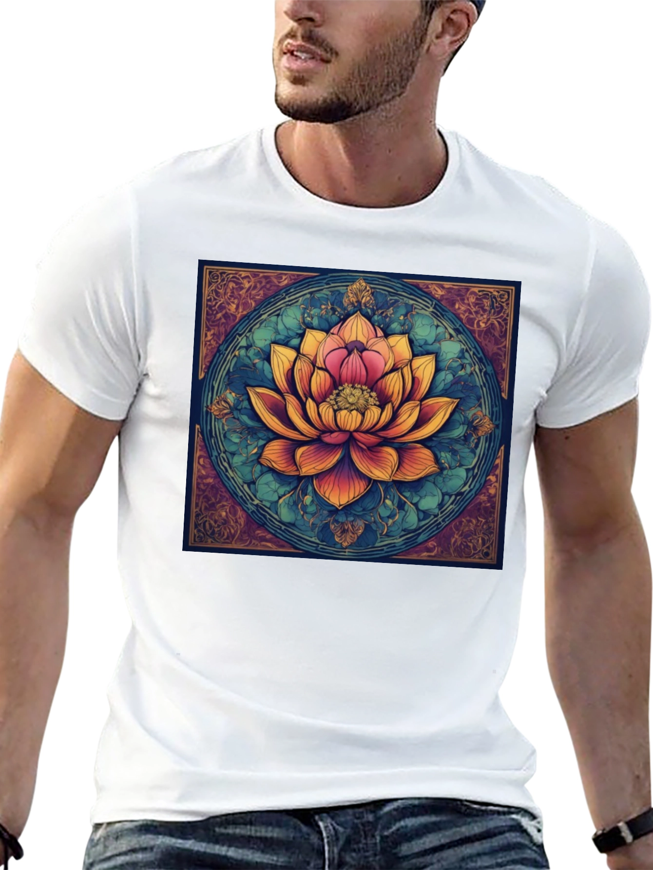 Lotus Flower Graphic Tee - Artistic Design