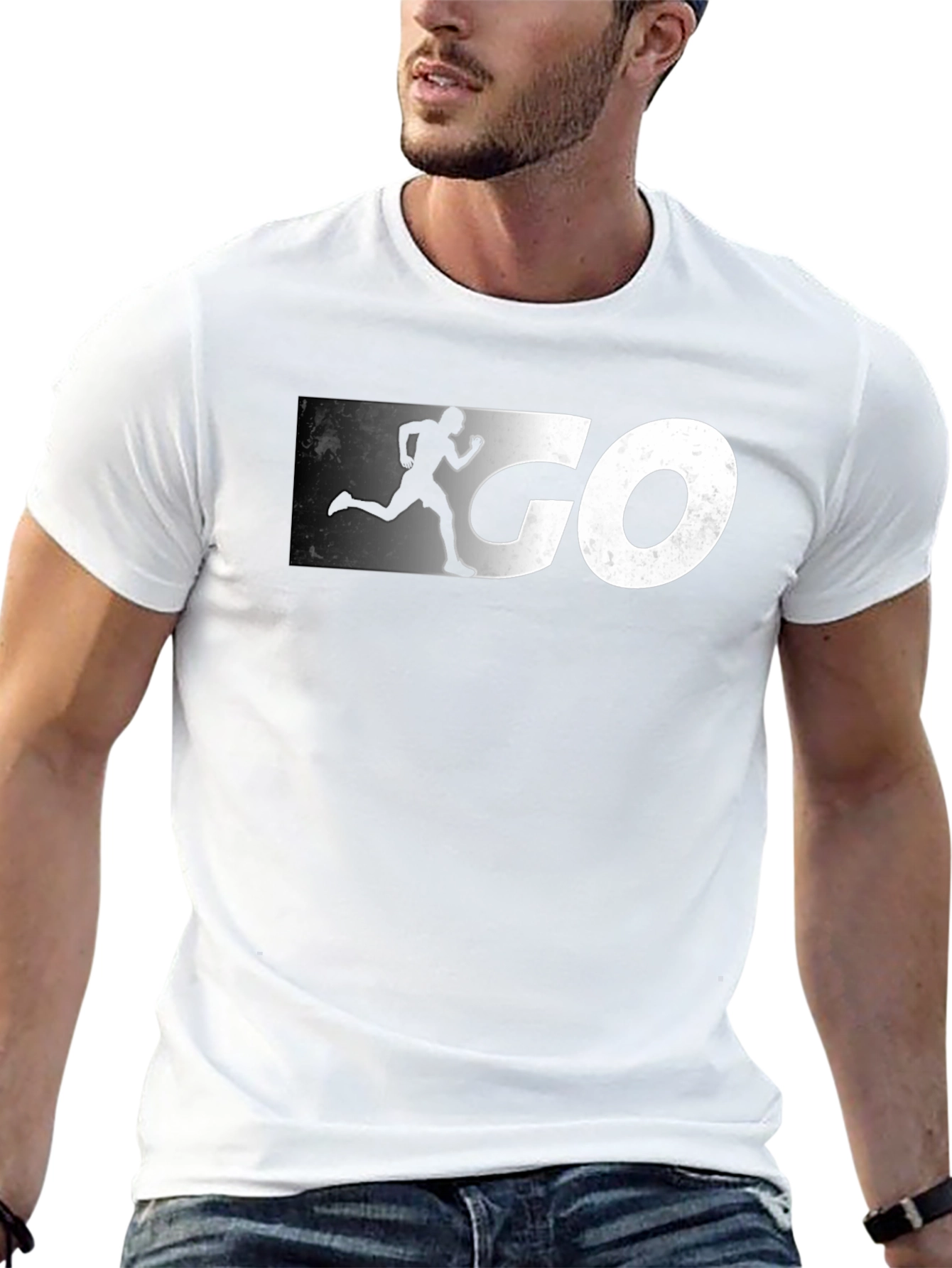 Mens Black GO Graphic Tee - Athletic Running Shirt