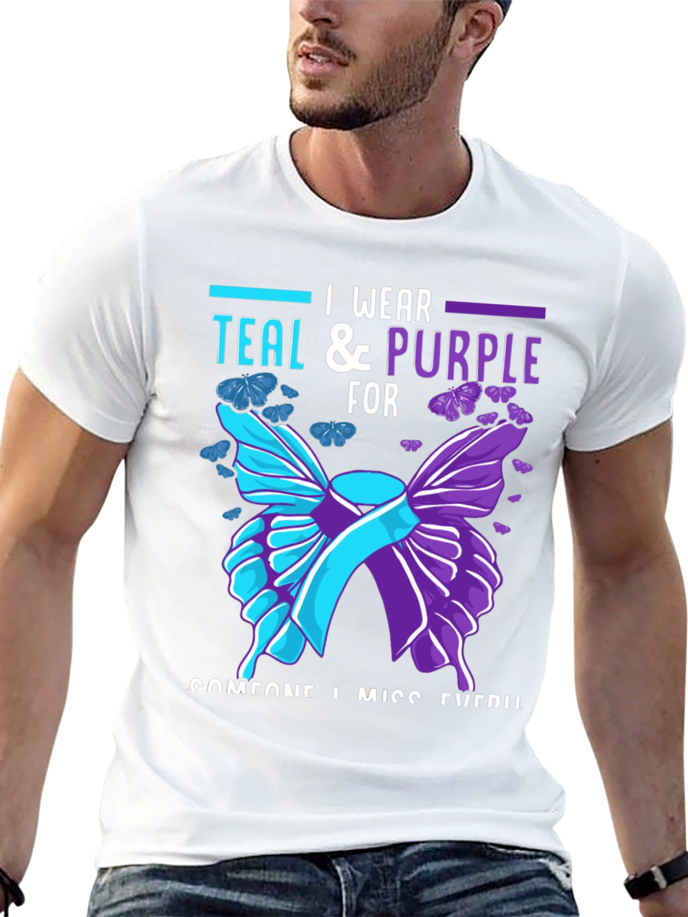 Teal & Purple Butterfly Memorial T-Shirt