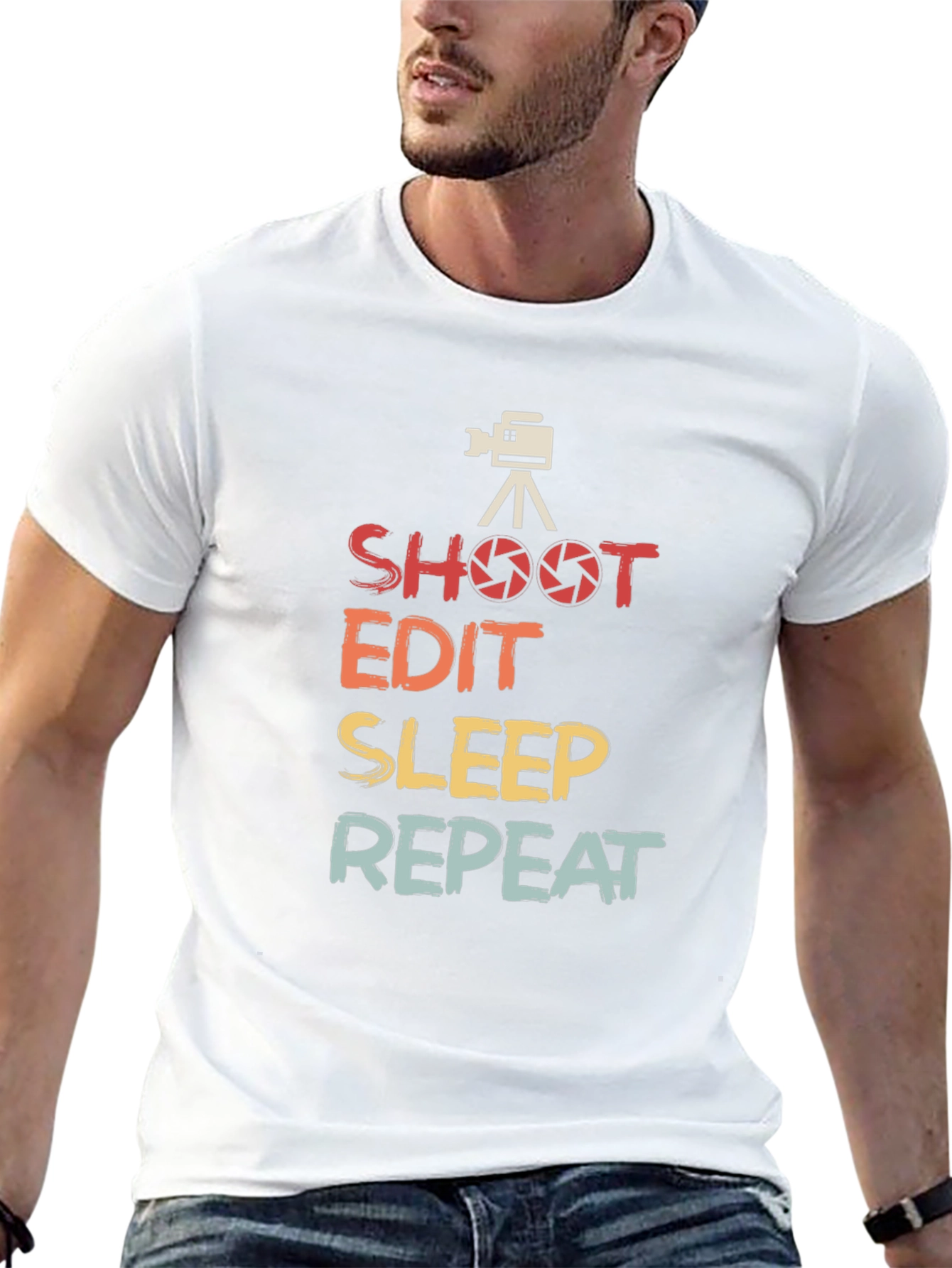 Shoot Edit Sleep Repeat Graphic Tee