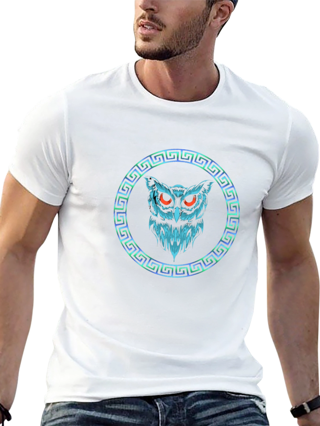 Mens Black Owl Graphic Tee