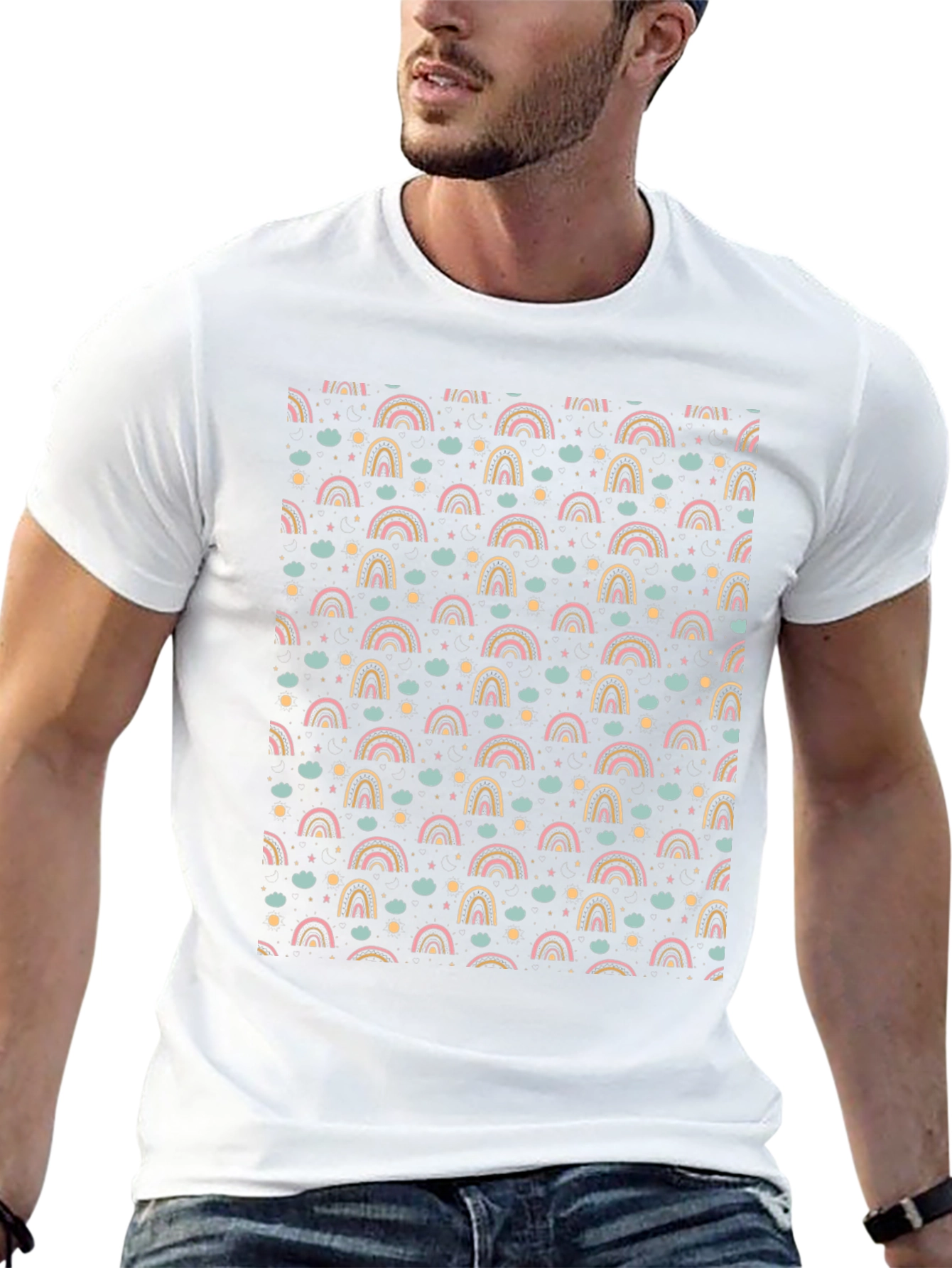 Rainbow Pattern Black Tee