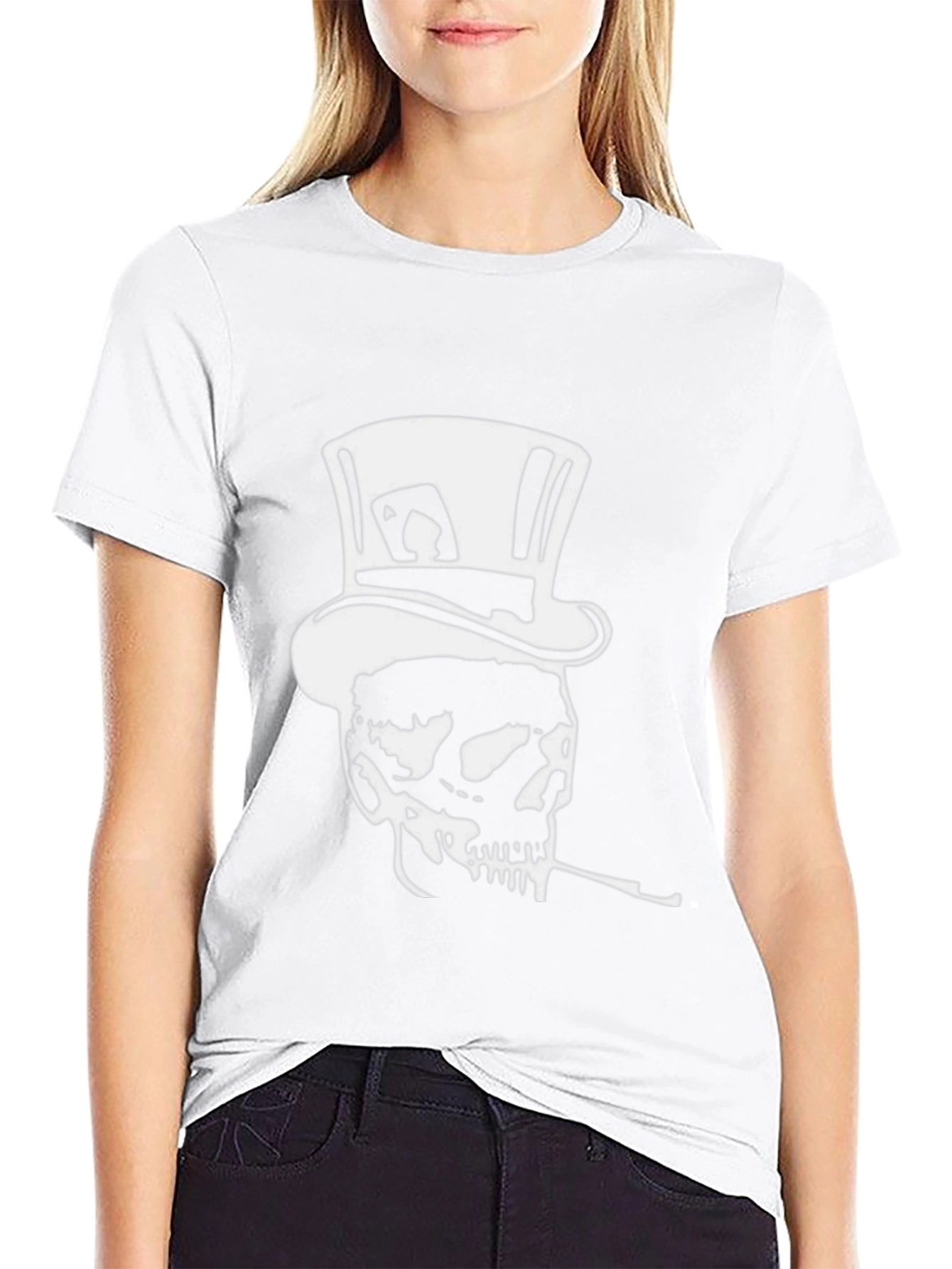Skull in Top Hat Graphic Tee - Black