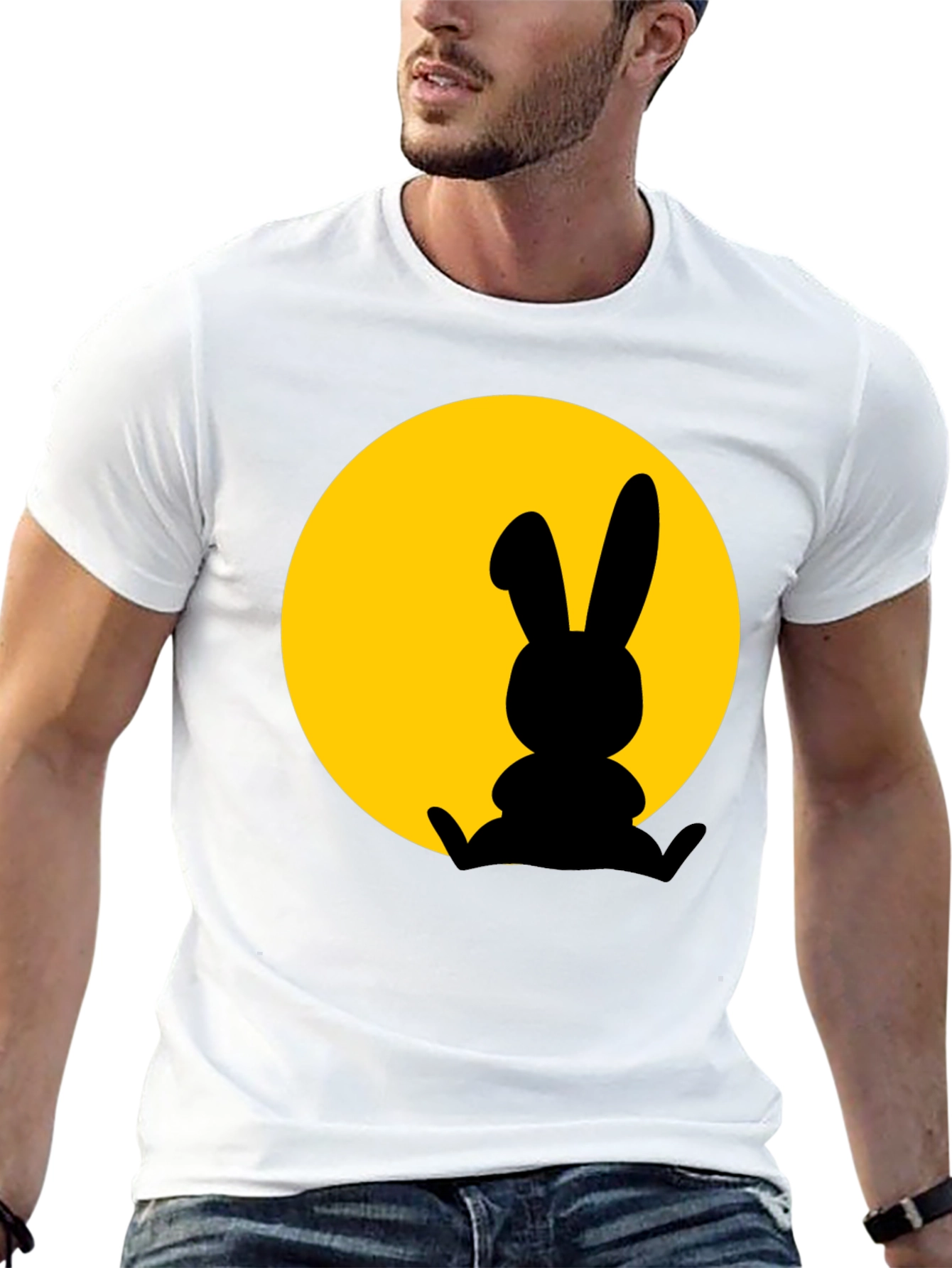 Rabbit Silhouette T-Shirt - Black Cotton Blend