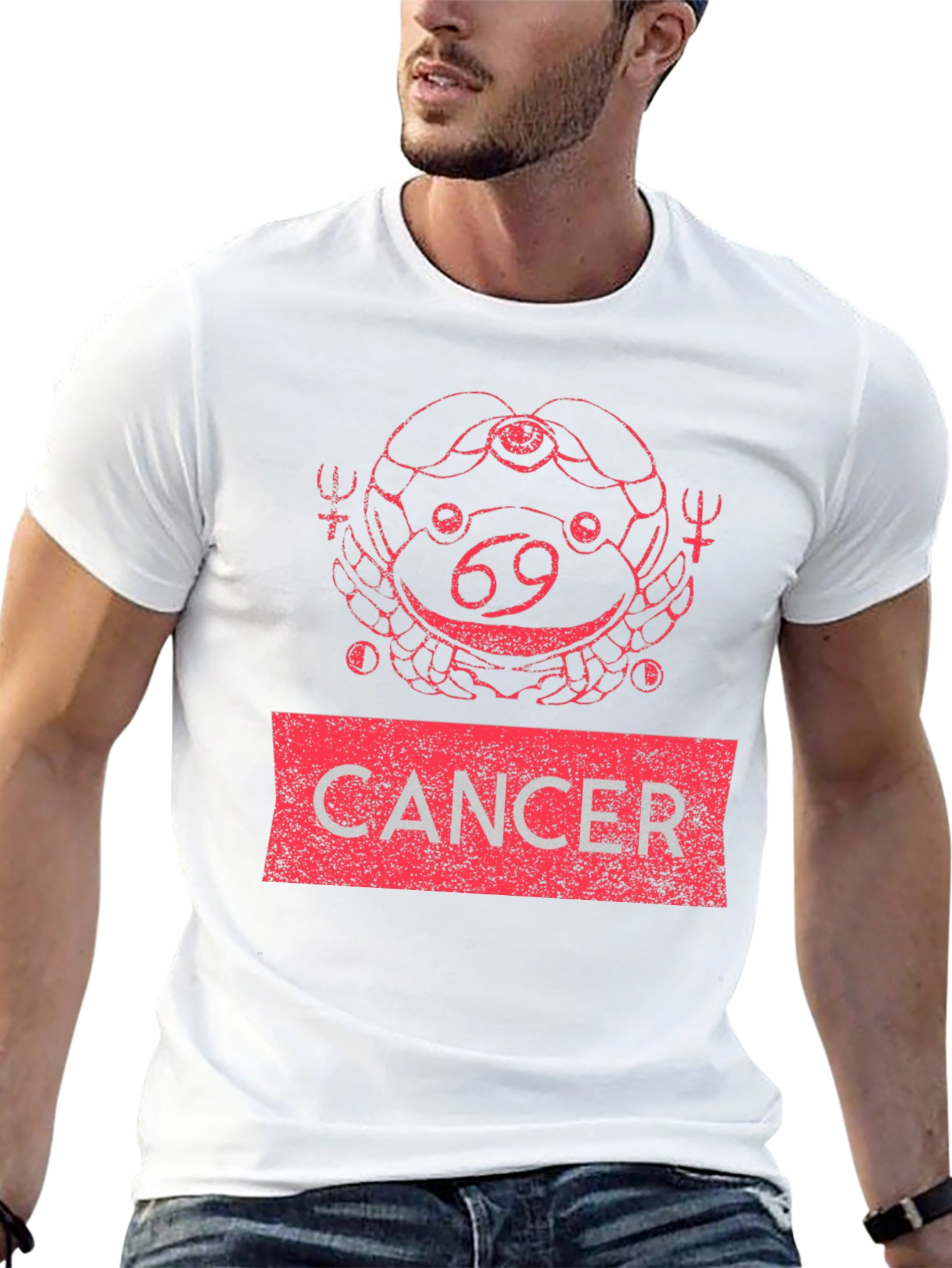 Cancer Zodiac T-Shirt - Red Graphic Design