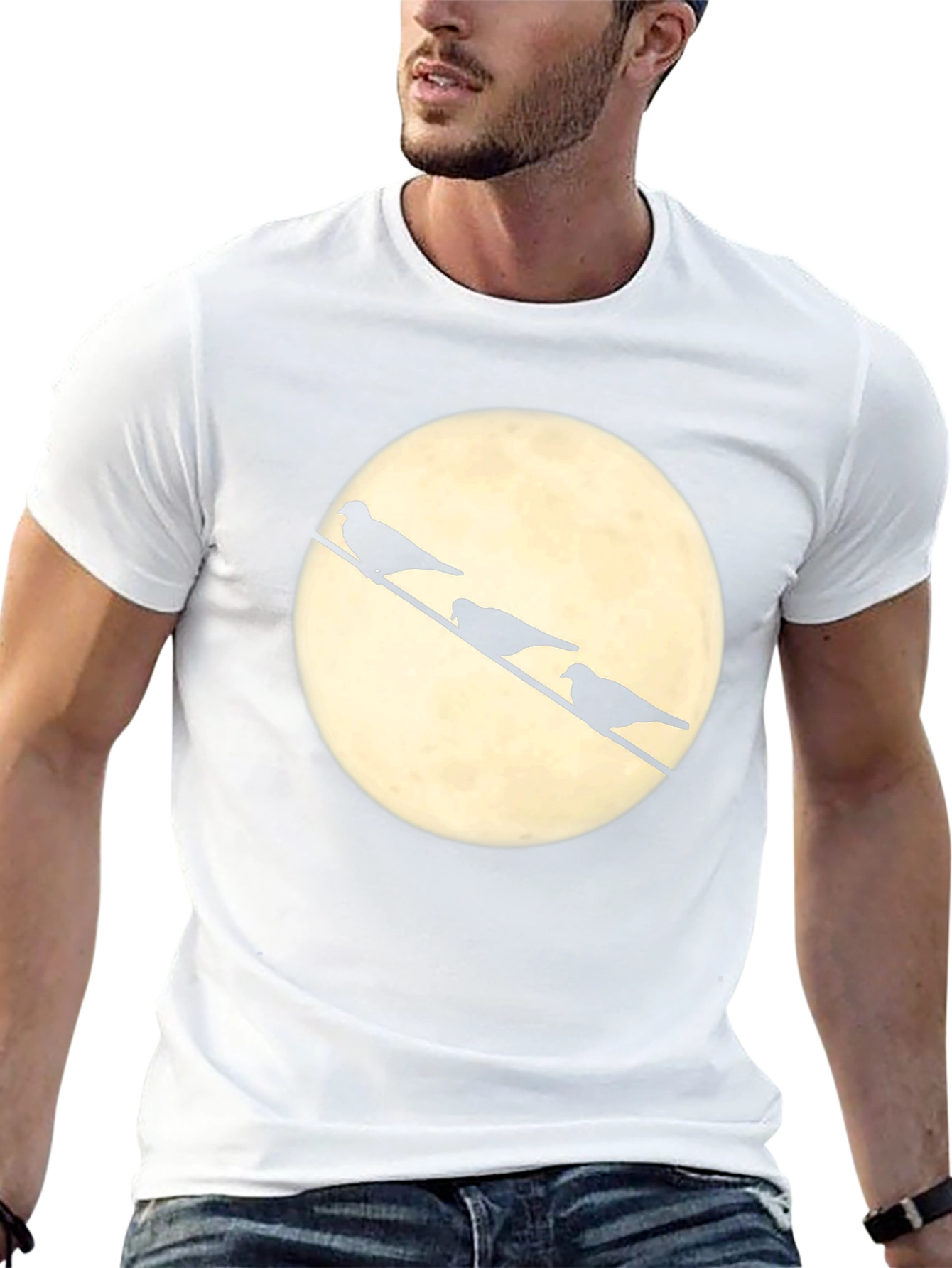 Birds on a Wire T-Shirt - Moonlit Silhouette