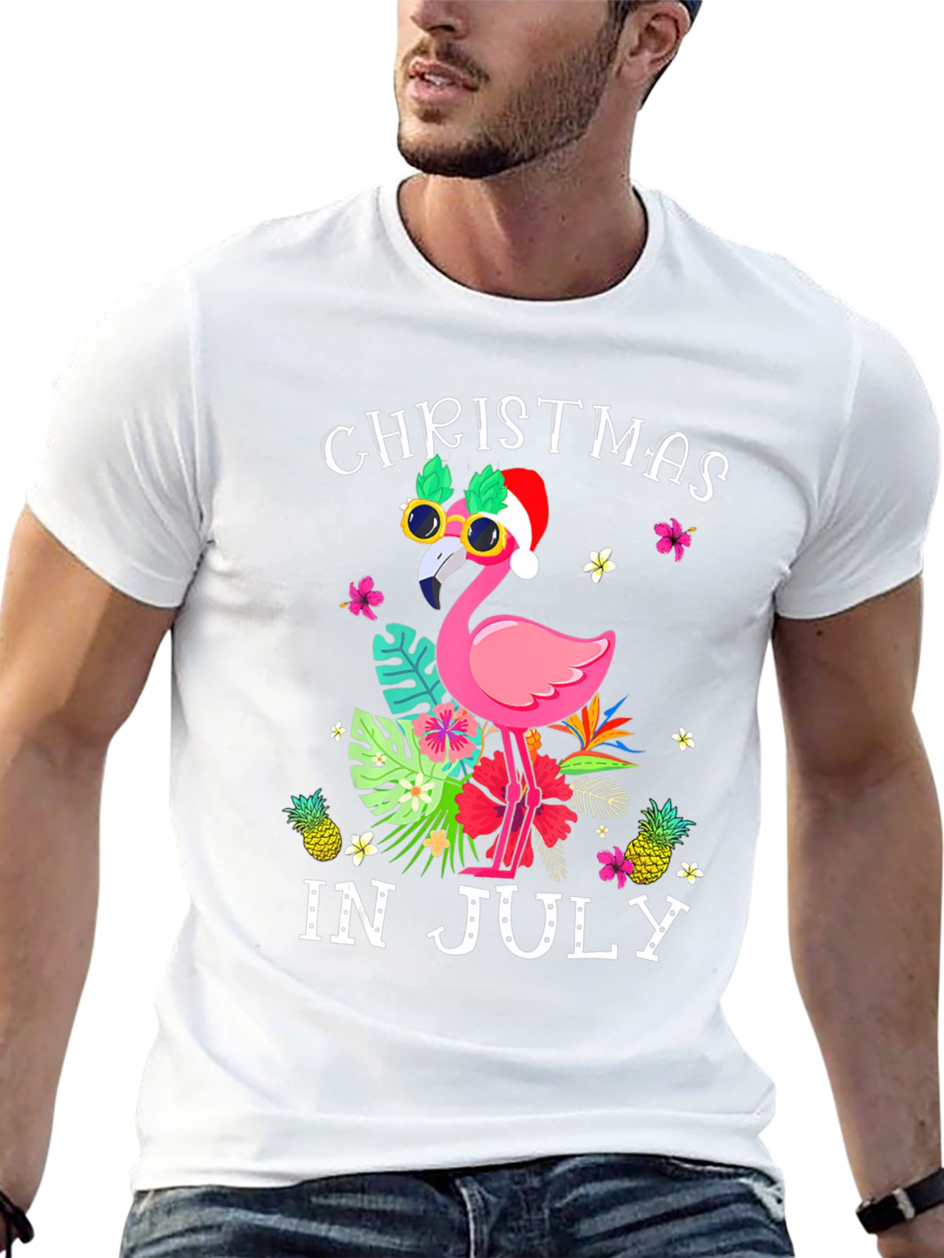 Christmas in July Flamingo Tee