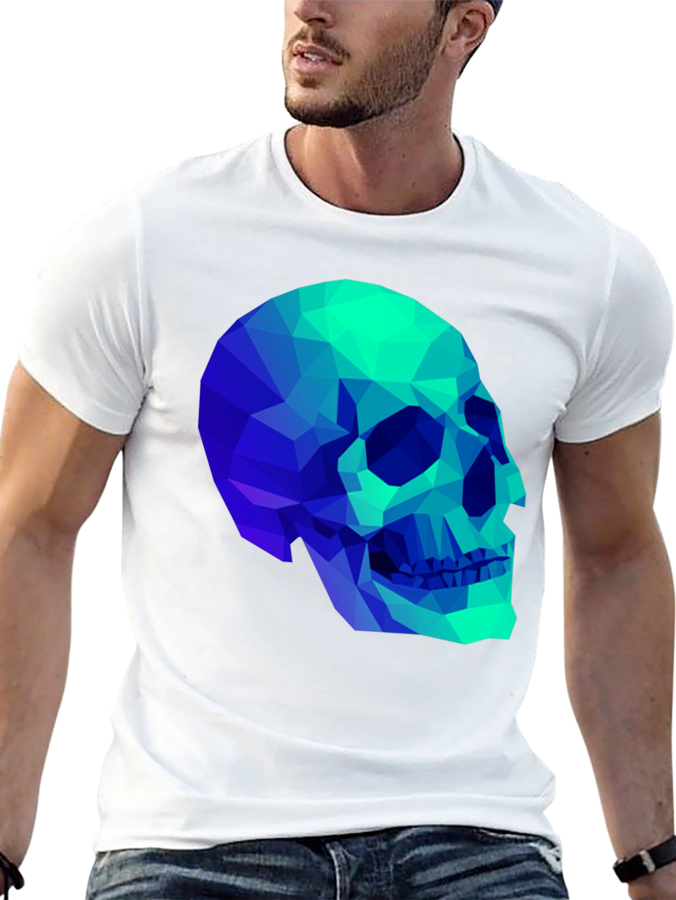 Geometric Skull Graphic Black T-Shirt