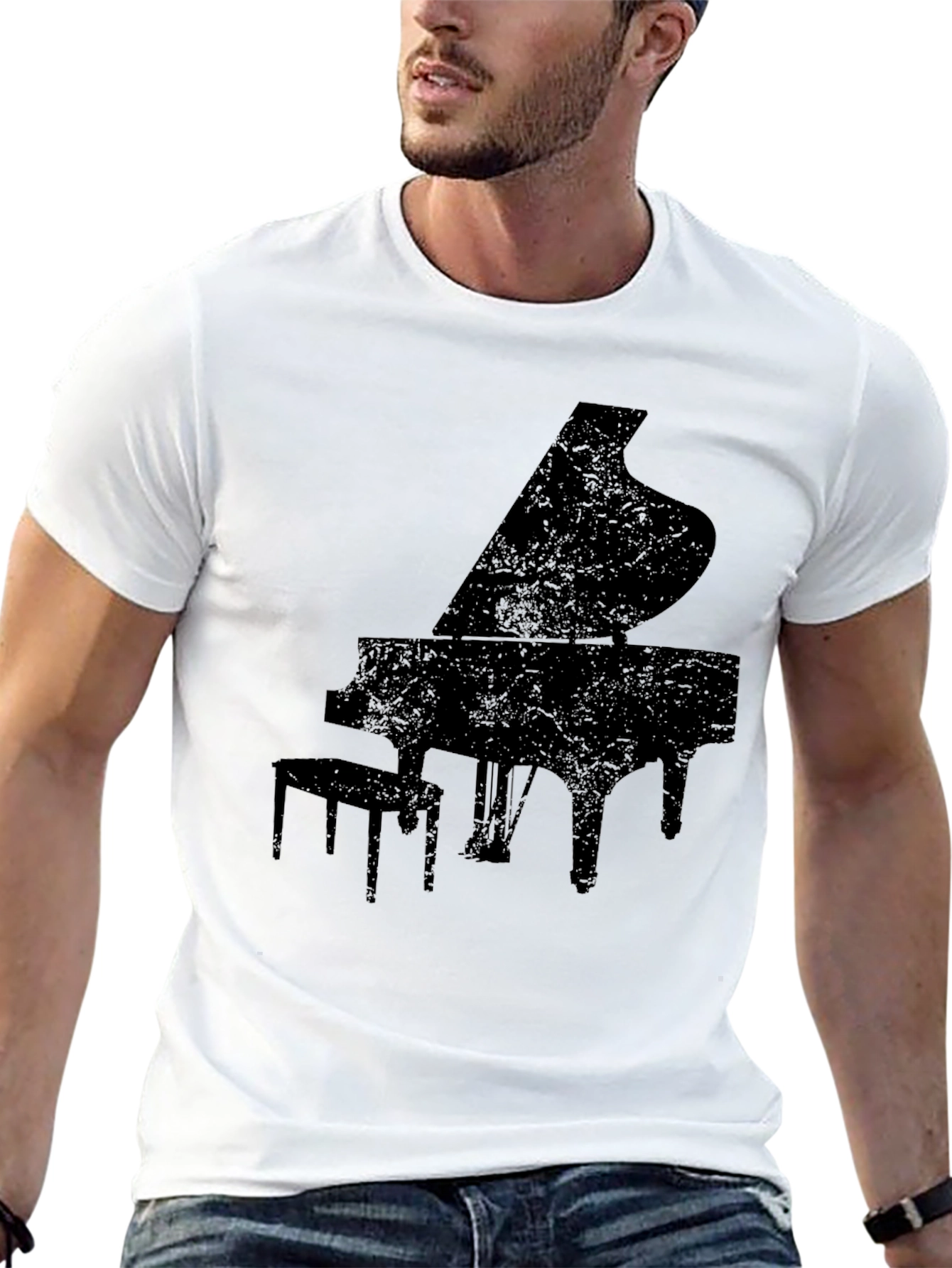 Grand Piano Silhouette Graphic Tee - Black