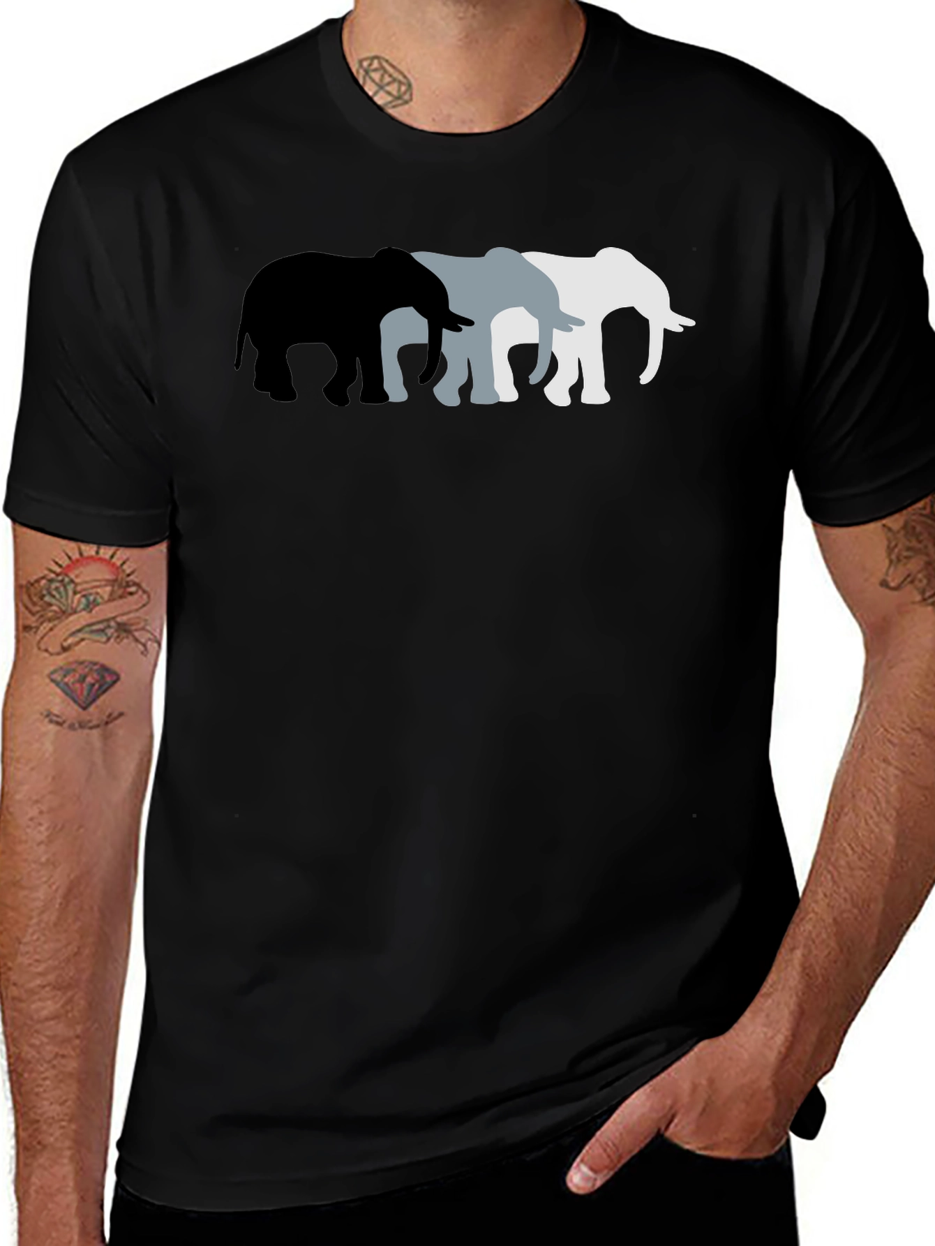 Elephant Silhouette T-Shirt - Black Tee