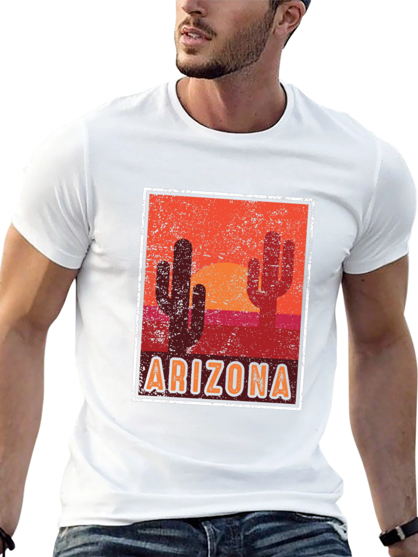 Arizona Desert Graphic Tee - Cacti Sunset Design